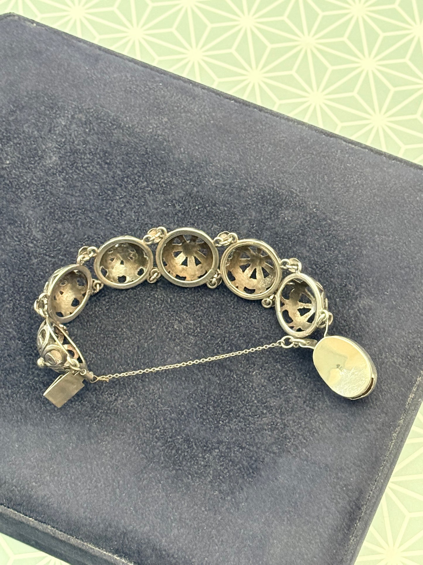 Devine Vintage Silver Mounted Brown Chalcedony & Silver Bracelet