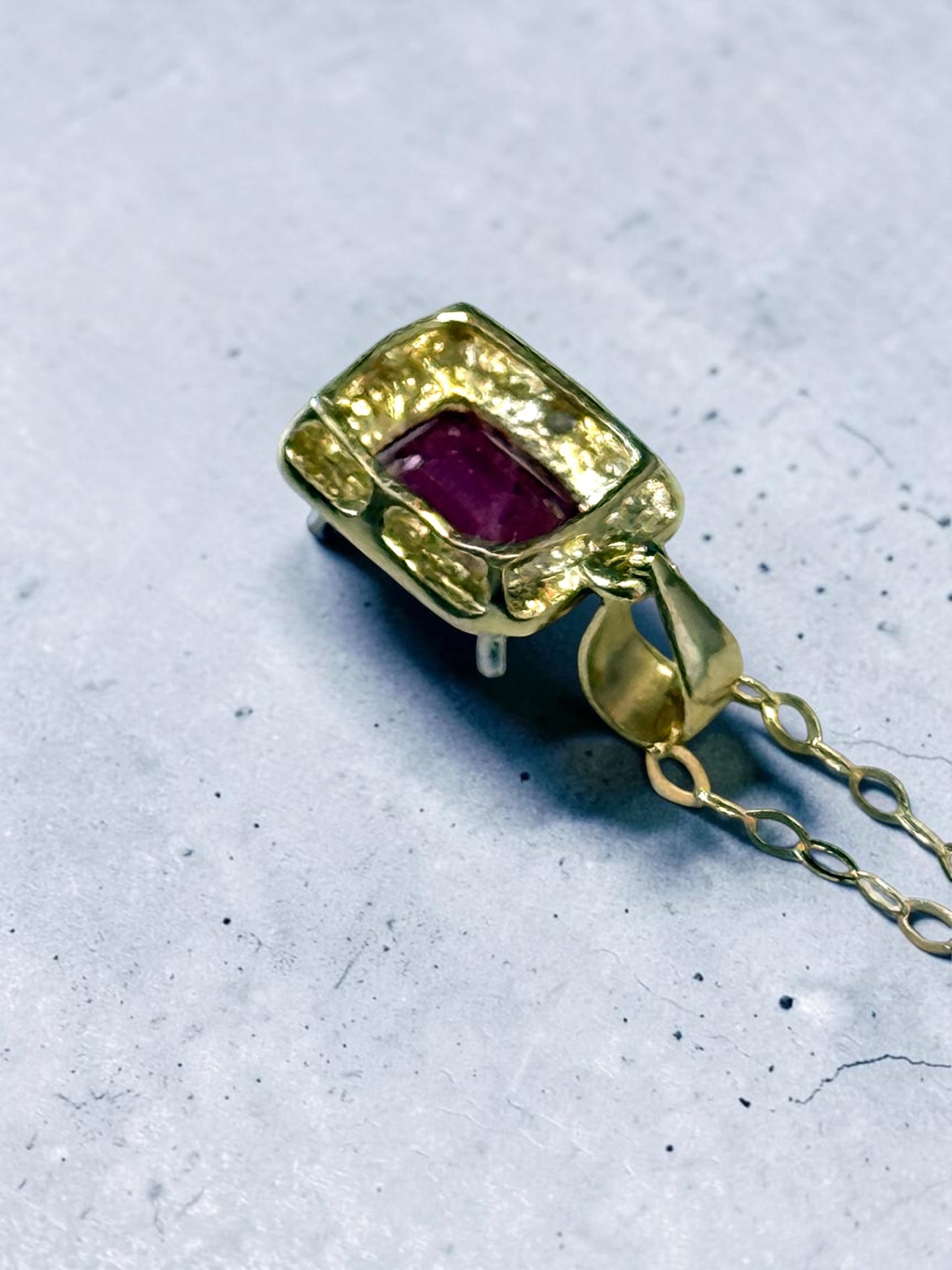 1 ct Ruby & Diamond 9k Pendant & Chain