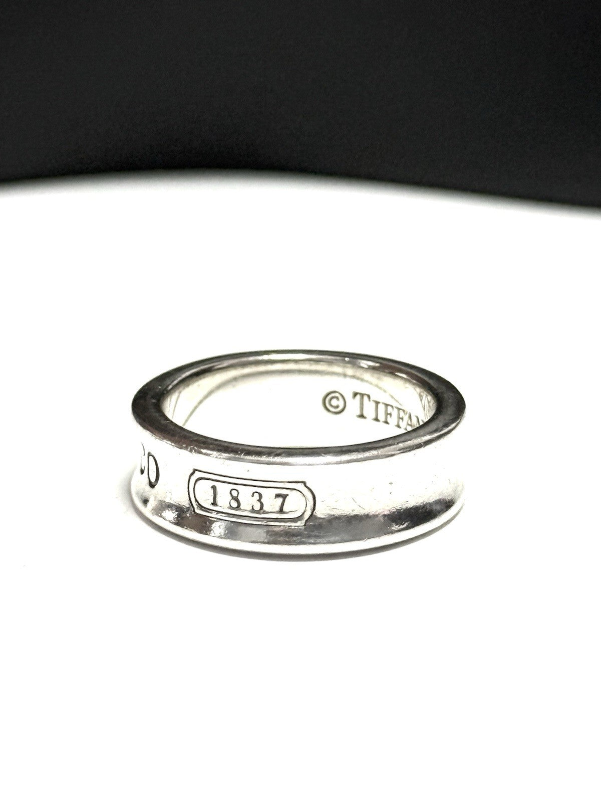 Authentic Tiffany & Co 1837 Ring in Sterling Silver Concave Size M 1/2
