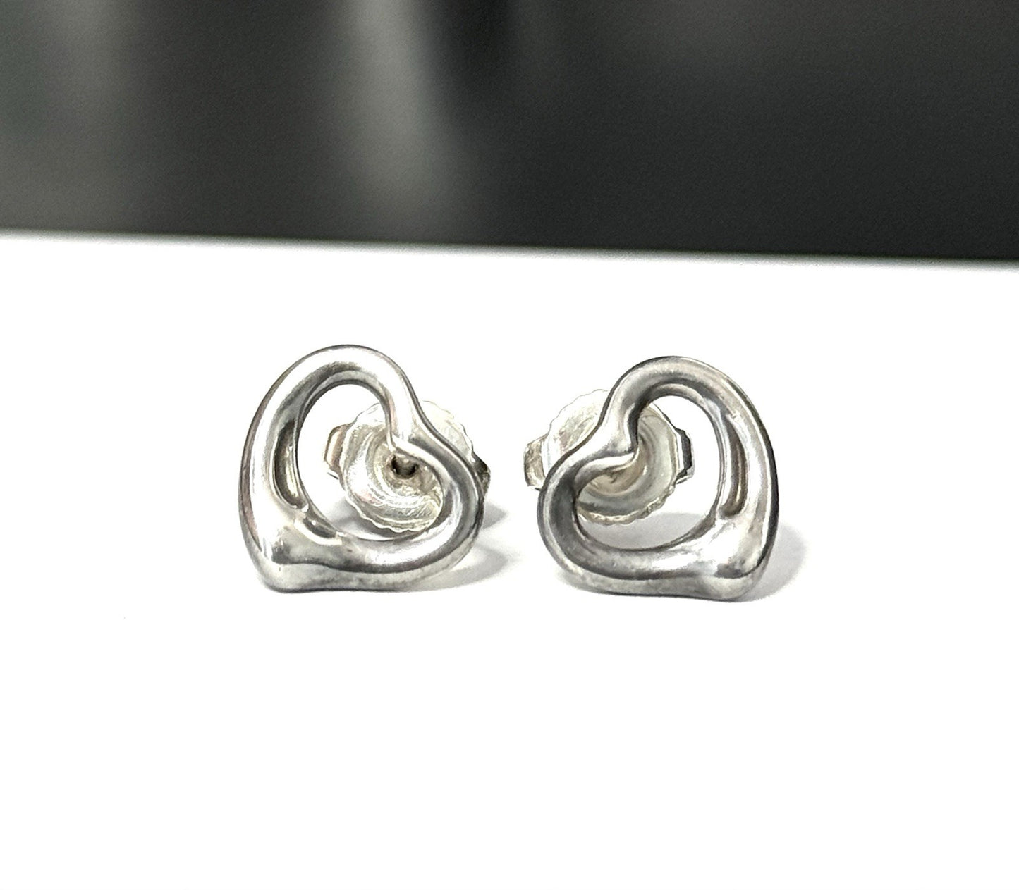 TIFFANY & CO. Elsa Peretti Open Heart Silver Stud Earrings 11mm RRP £430
