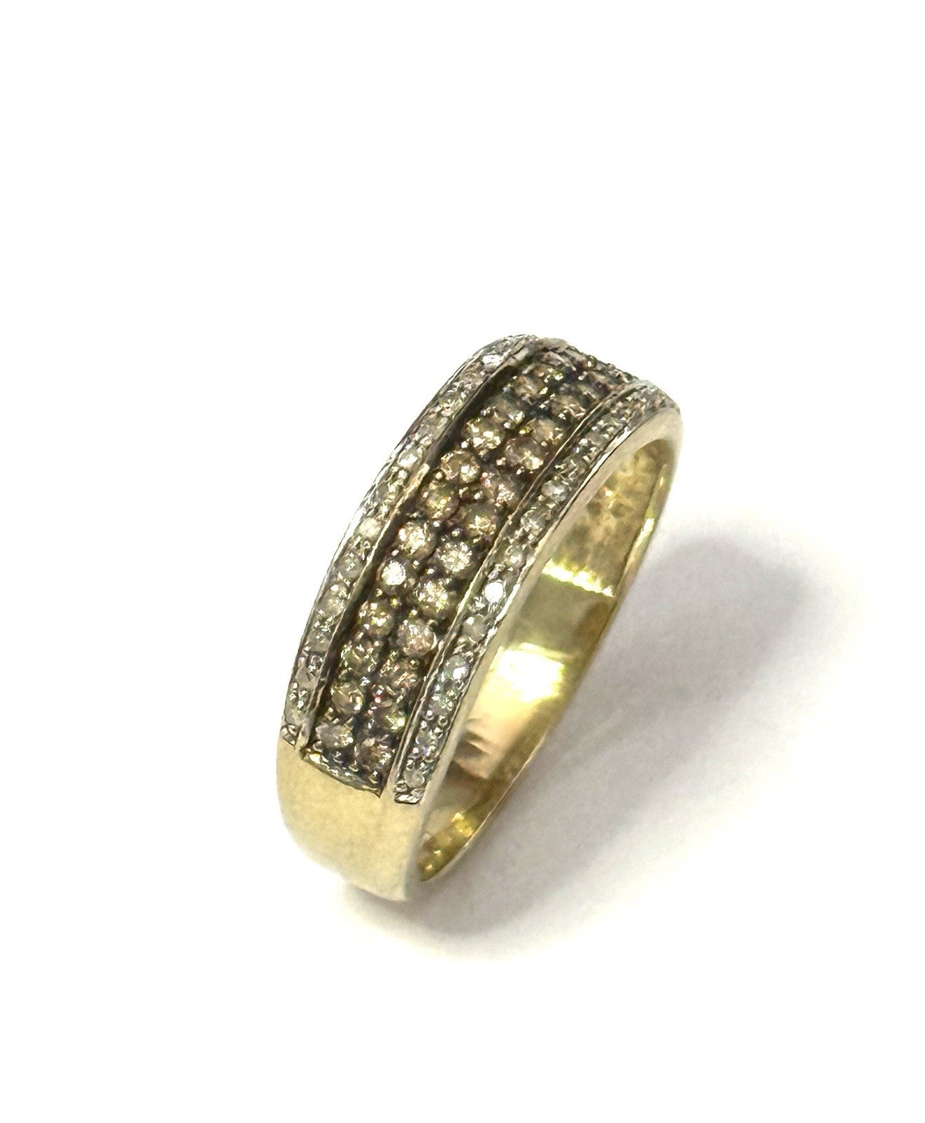 1 Carat Plus Champagne & White Multi Diamond Gold Ring