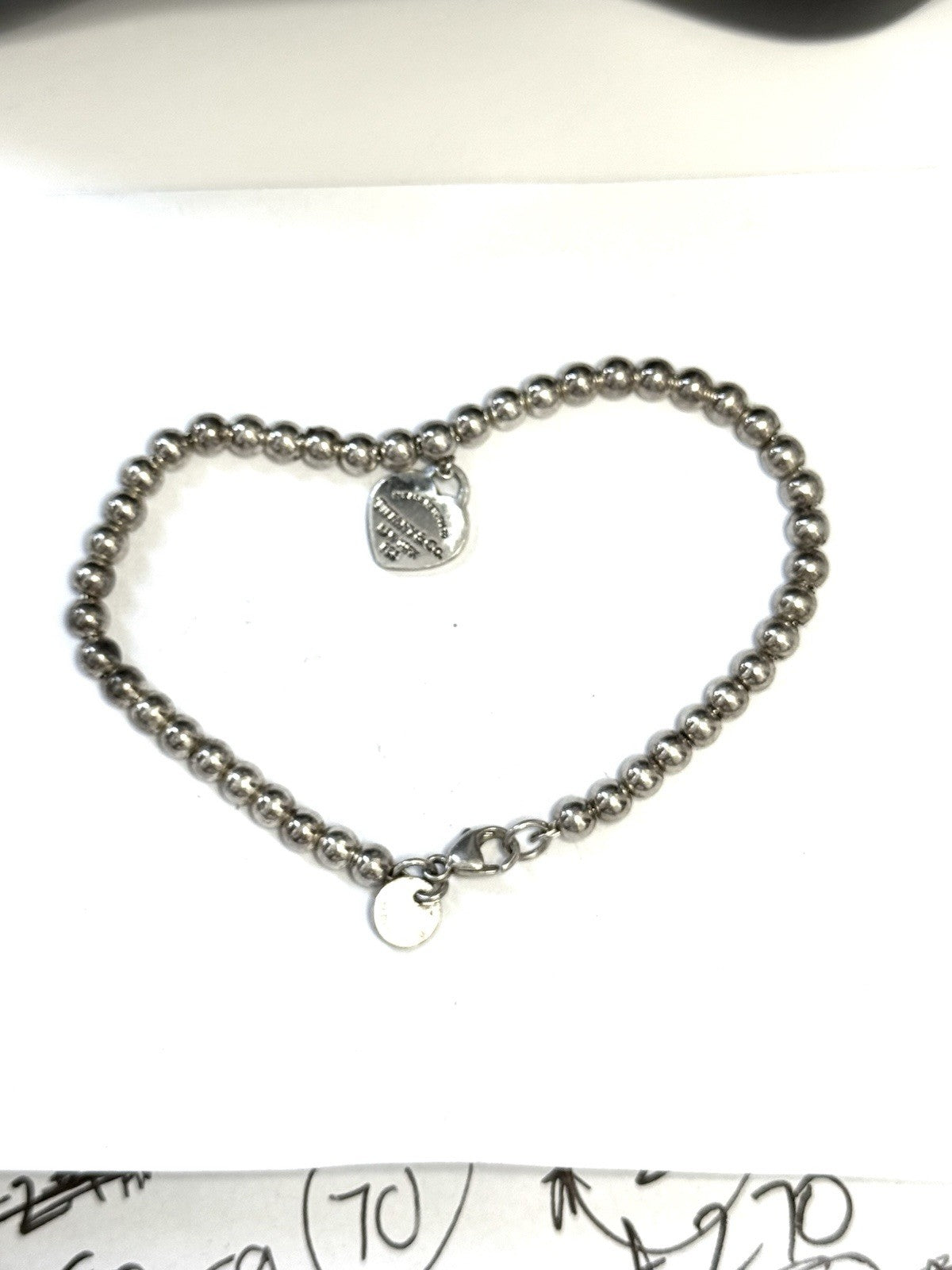Classic Tiffany Blue Enamel Heart Silver 925 7" Bracelet