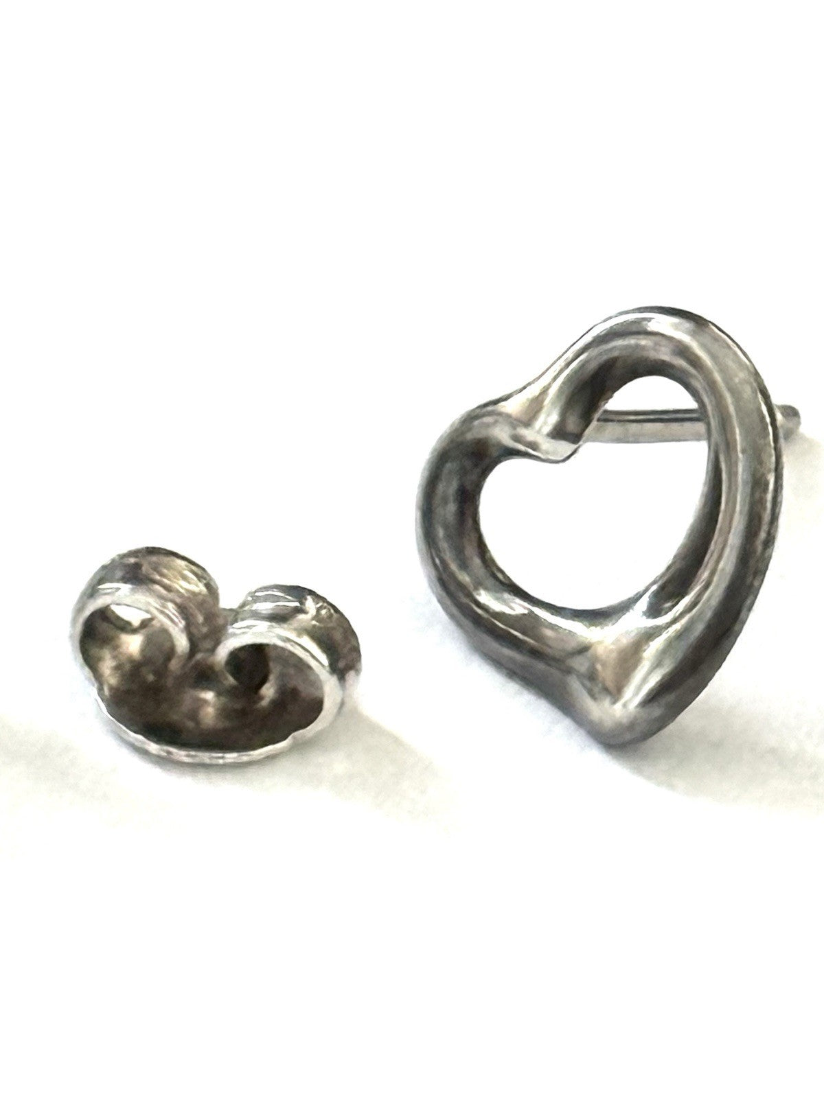 TIFFANY & CO. Elsa Peretti Open Heart Silver Stud Earrings 11mm RRP £430