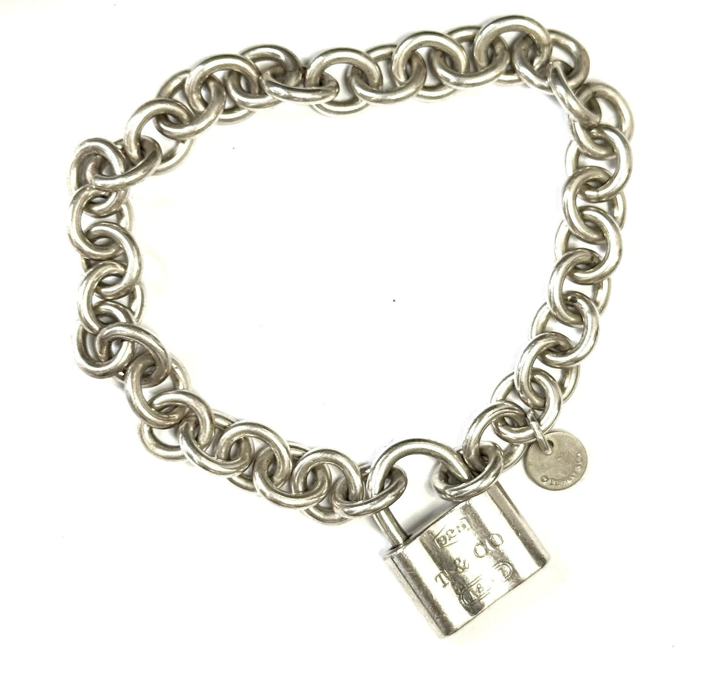 Rare Tiffany & Co Authentic Lock Silver 925 Bracelet 7" Return To Tiffany 1837