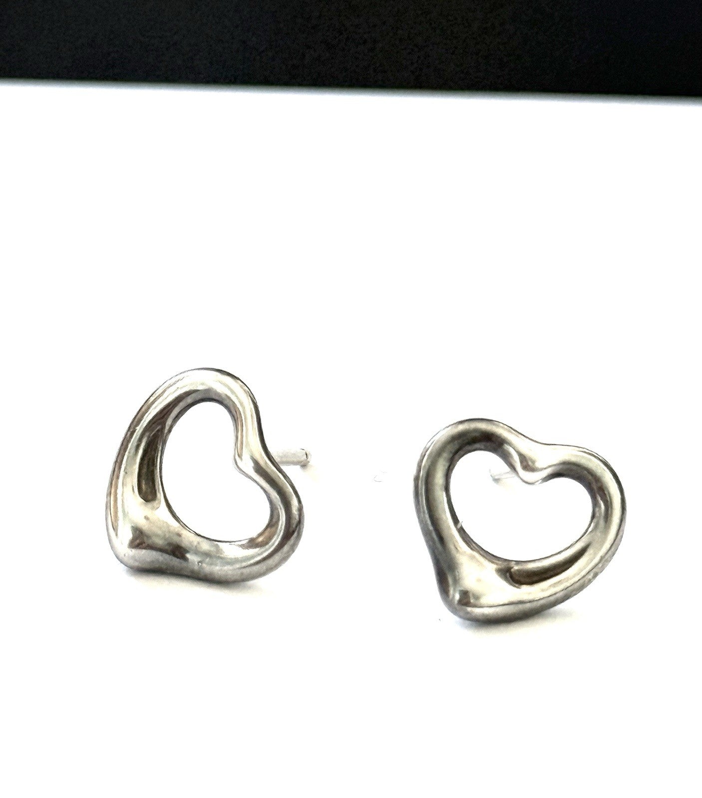 TIFFANY & CO. Elsa Peretti Open Heart Silver Stud Earrings 11mm RRP £430