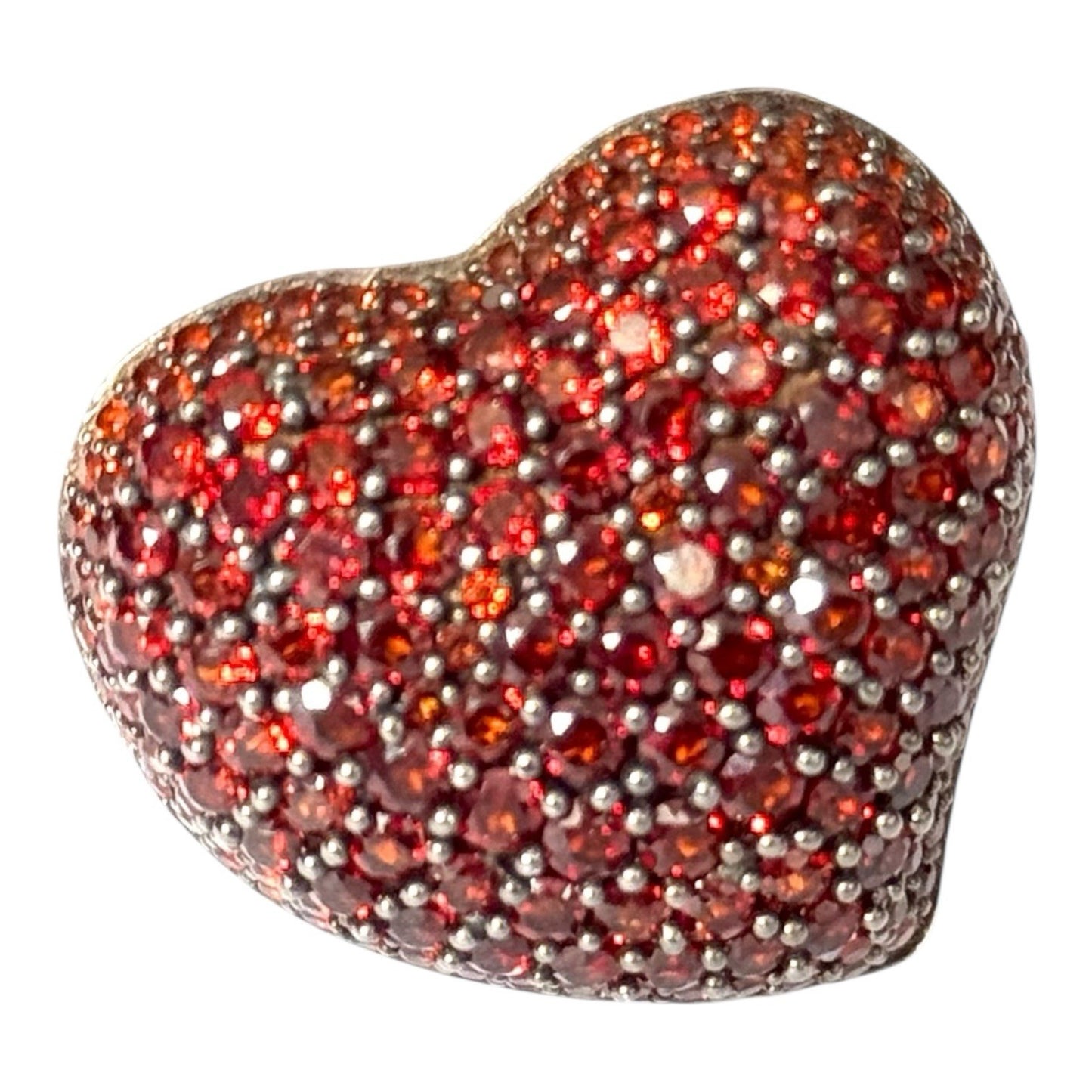 Glitzy Garnet Heart TGGC Silver Ring Size S