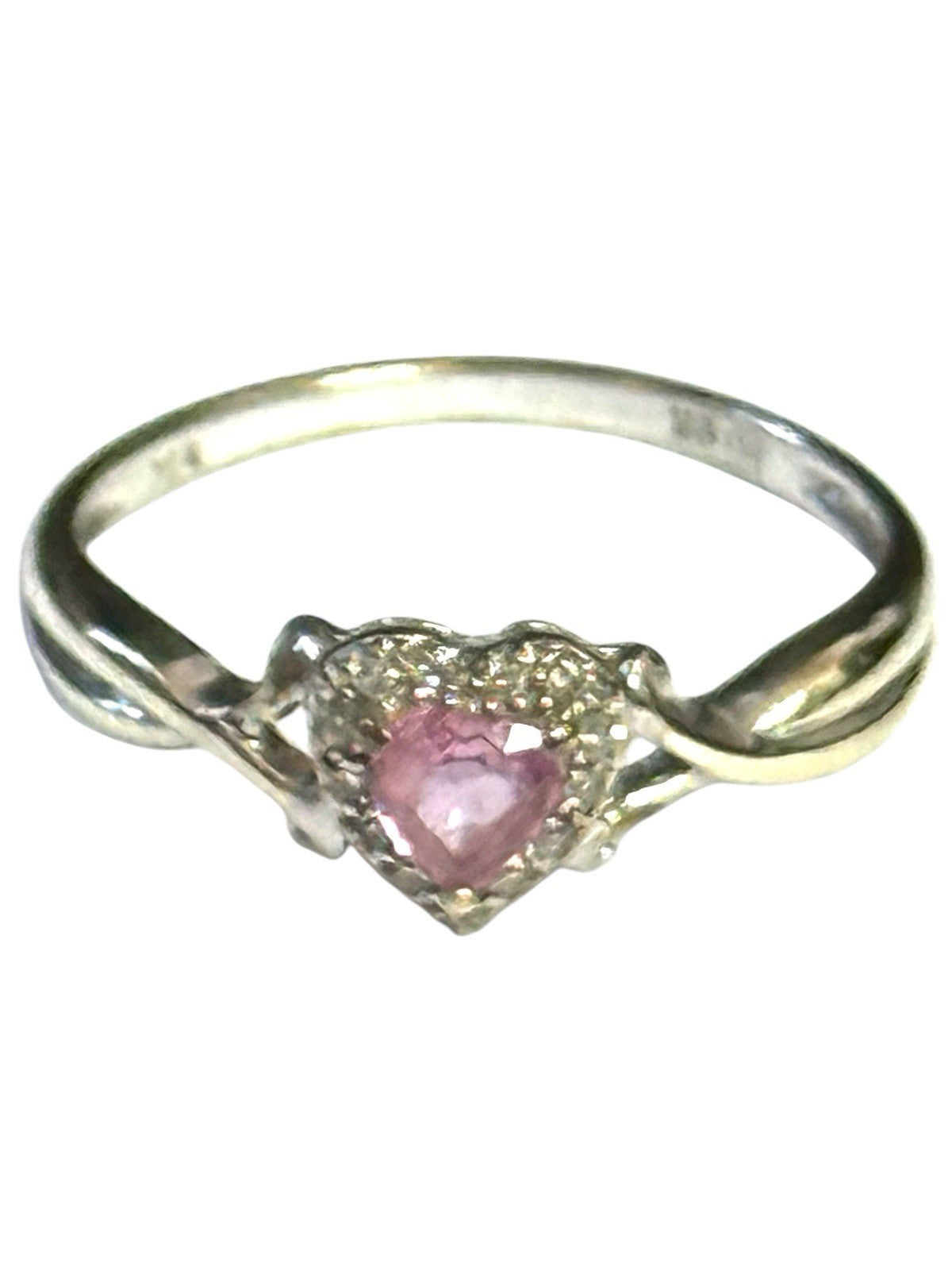 Pink Sapphire Heart & Diamond Halo White Gold Ring