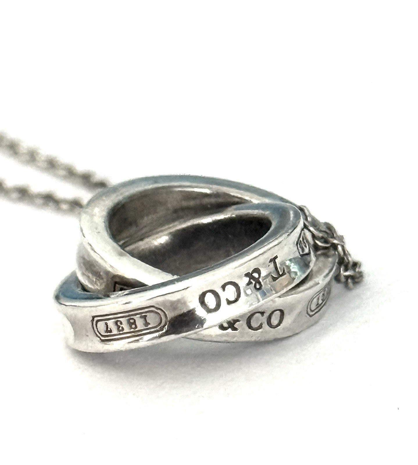 Authentic TIFFANY & Co 1837 Interlocking Circles Necklace Silver 925