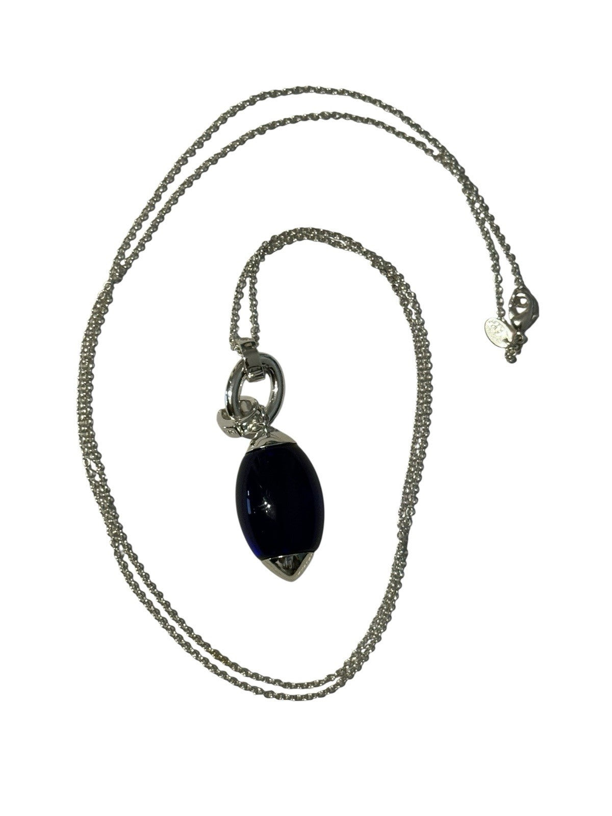 Statement Newbridge Silverware SP Blue Glass Long Pendant