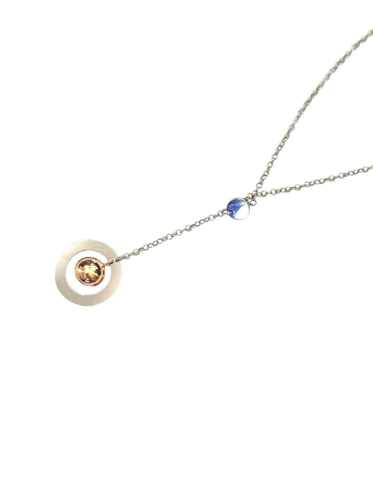 Sterling Silver Lariat Style Drop Pendant Necklace