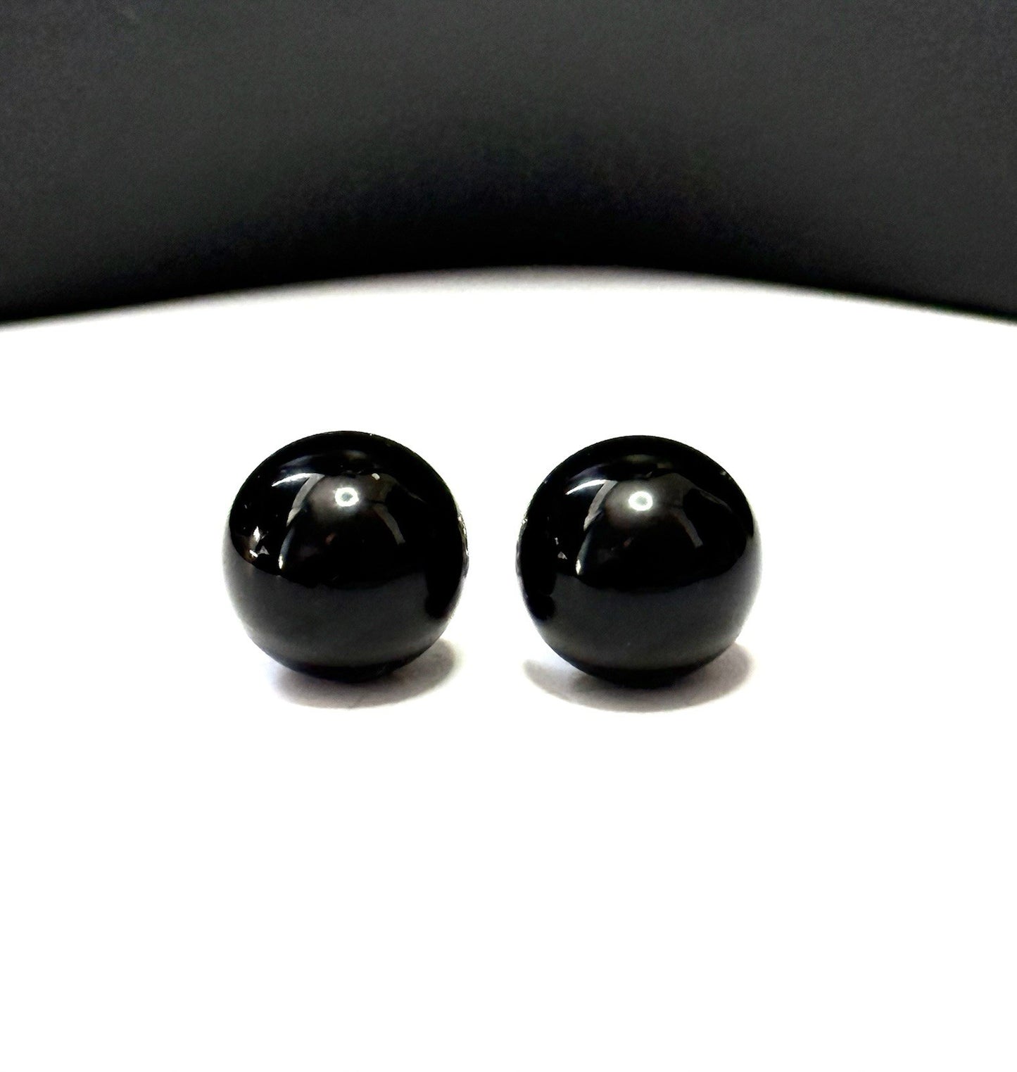 Rare Tiffany & Co Authentic Black Onyx Globe Earrings Silver 925