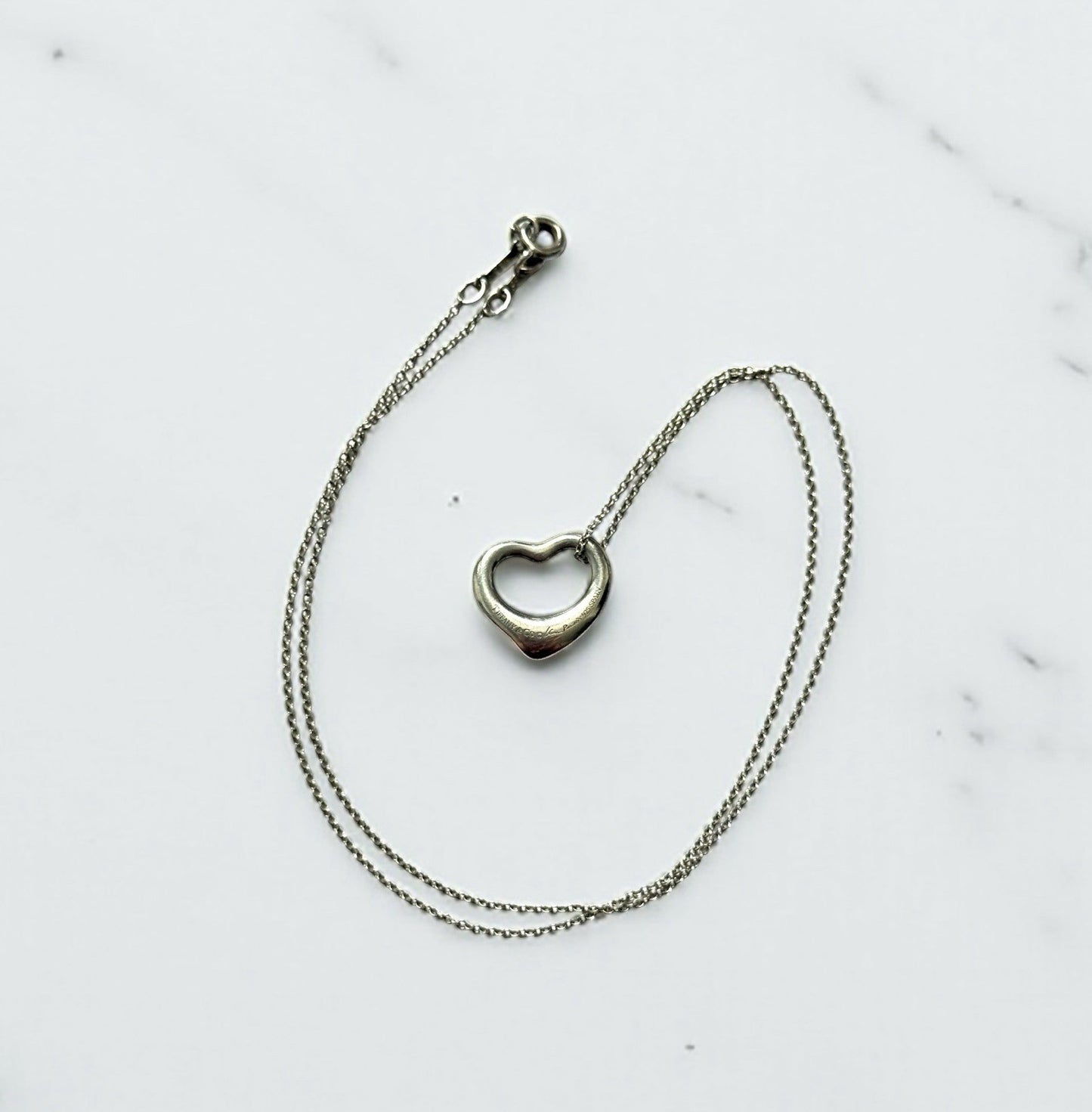 Tiffany & Co. Elsa Peretti Open Heart Pendant Necklace Sterling Silver 925
