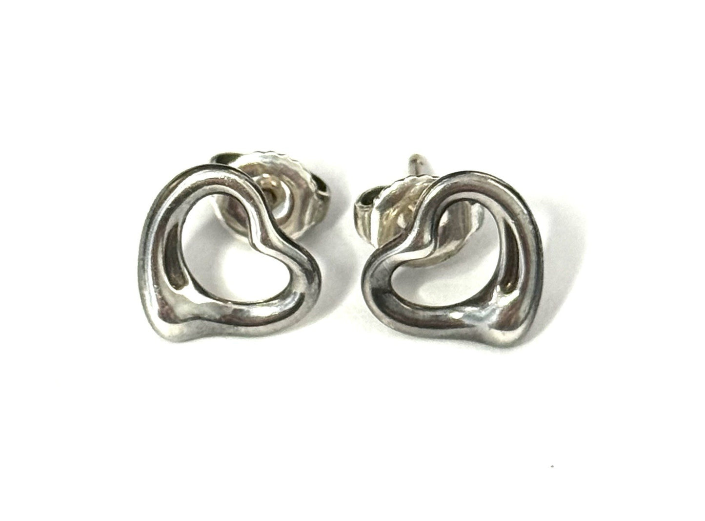 TIFFANY & CO. Elsa Peretti Open Heart Silver Stud Earrings 11mm RRP £430