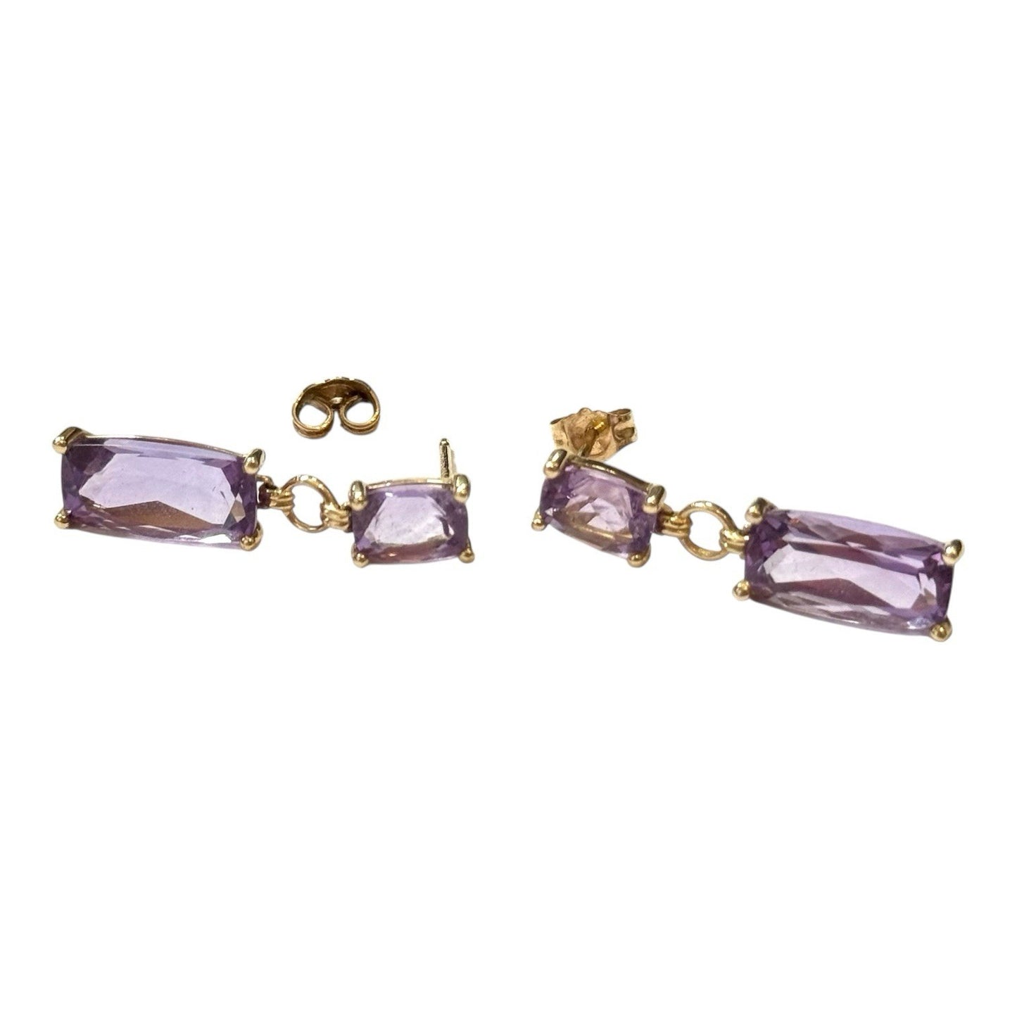 Beautiful Amethyst Articulated Gold Drop Earrings