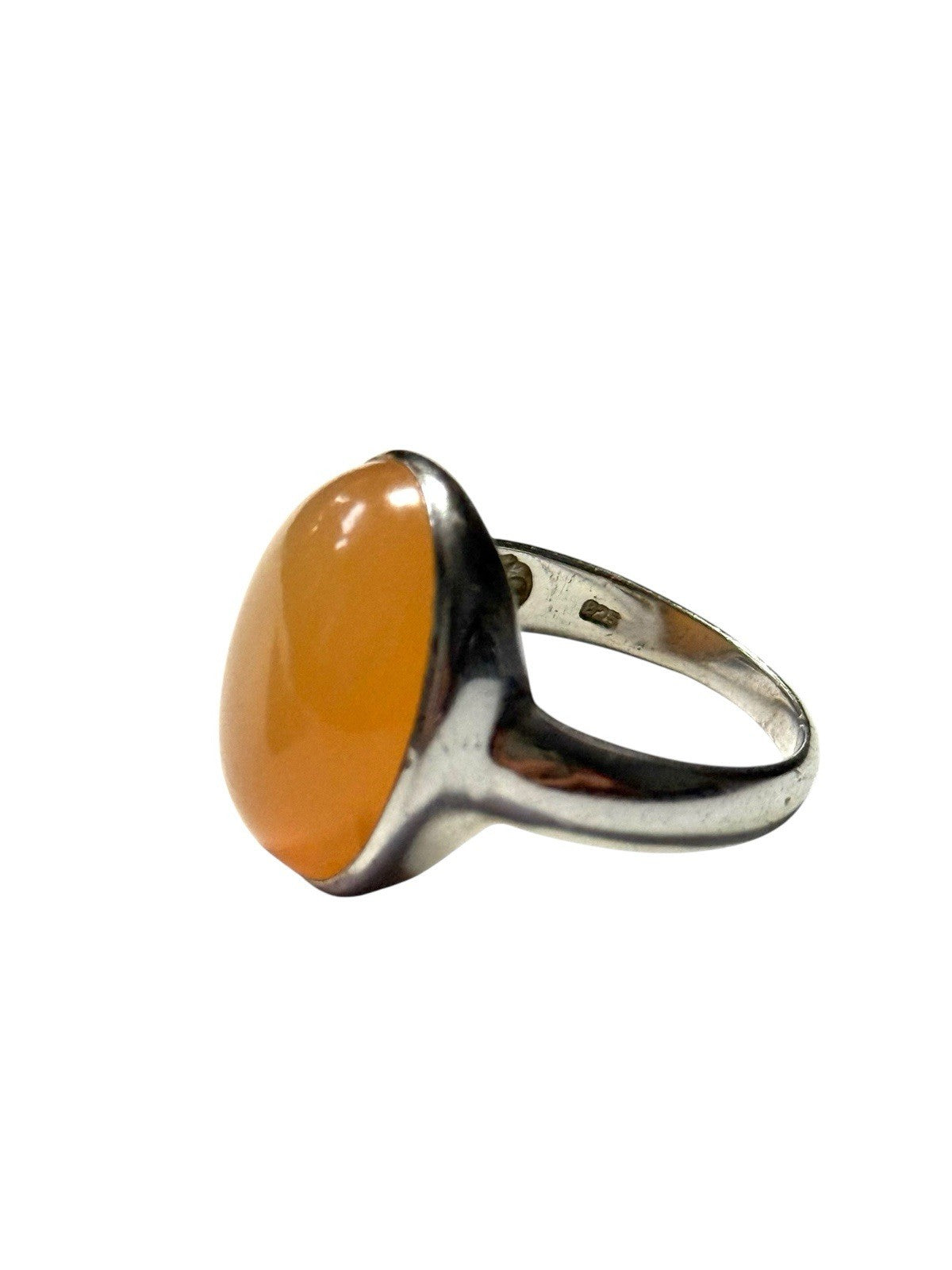 Pretty Peach Moonstone Silver Ring Size T