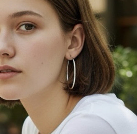 Rare Tiffany & Co 2" Large Hoop Silver 925 Earring Authentic