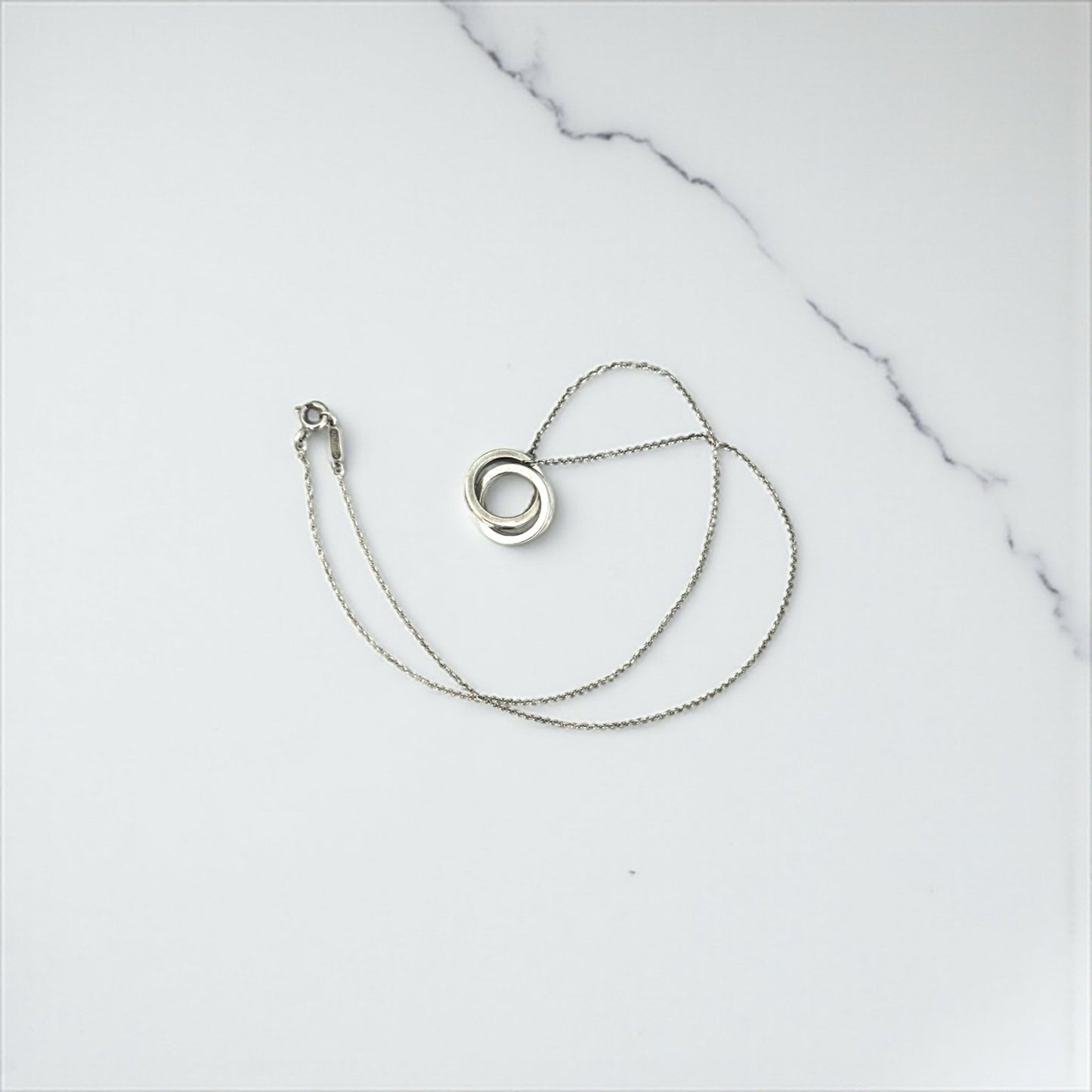 Authentic TIFFANY & Co 1837 Interlocking Circles Necklace Silver 925