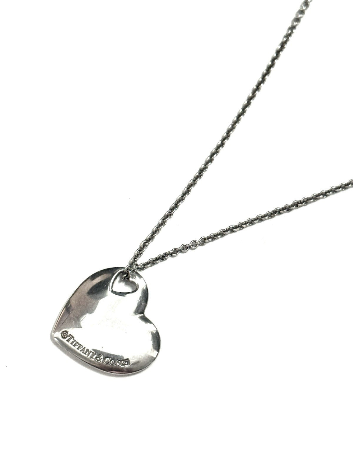 Tiffany & Co. Large Double Heart Stencil Cut out Pendant 16" Necklace 925
