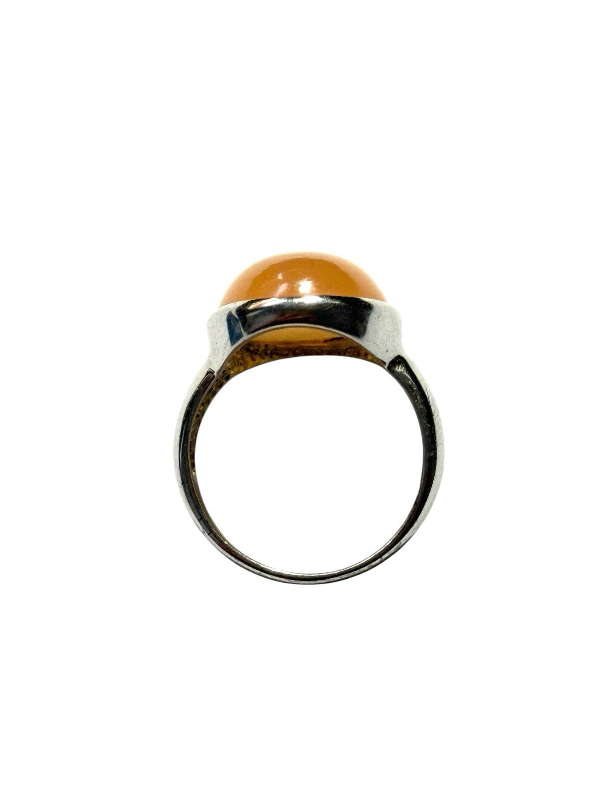 Pretty Peach Moonstone Silver Ring Size T
