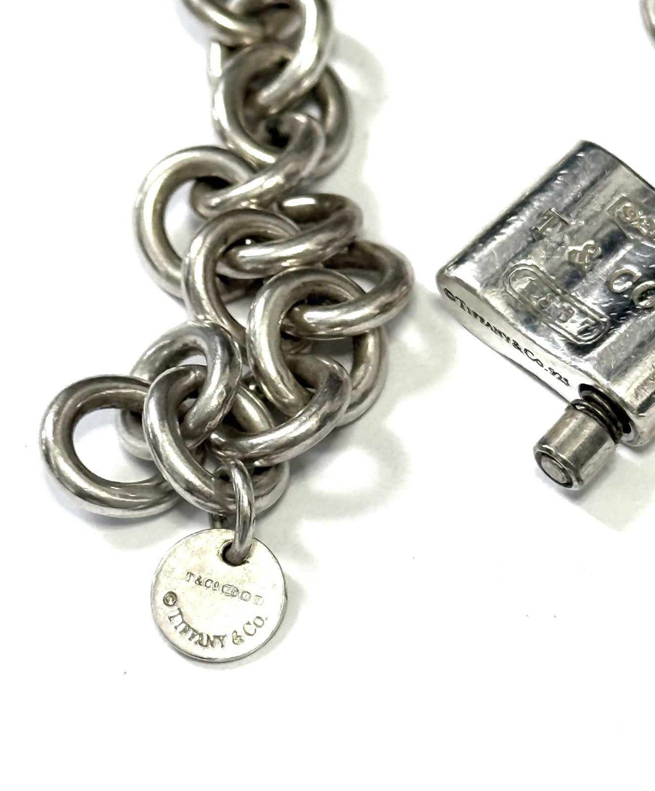 Rare Tiffany & Co Authentic Lock Silver 925 Bracelet 7" Return To Tiffany 1837
