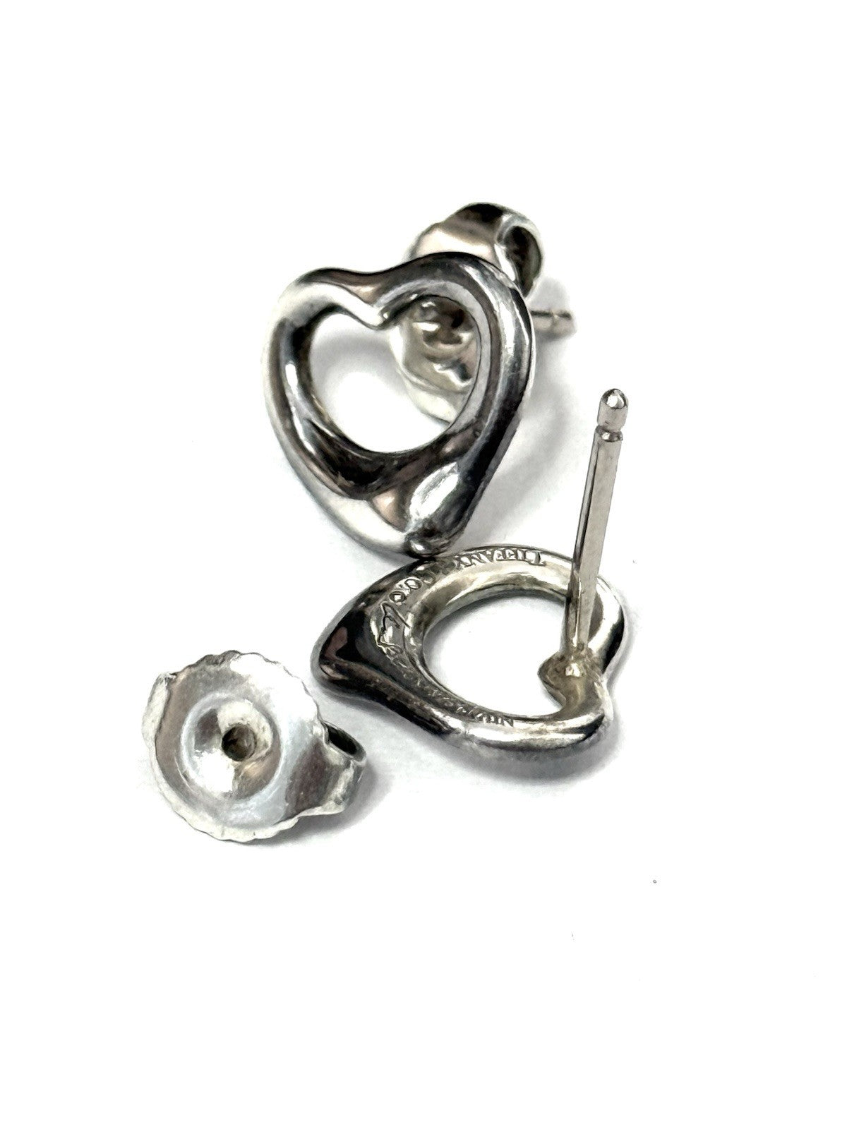 TIFFANY & CO. Elsa Peretti Open Heart Silver Stud Earrings 11mm RRP £430