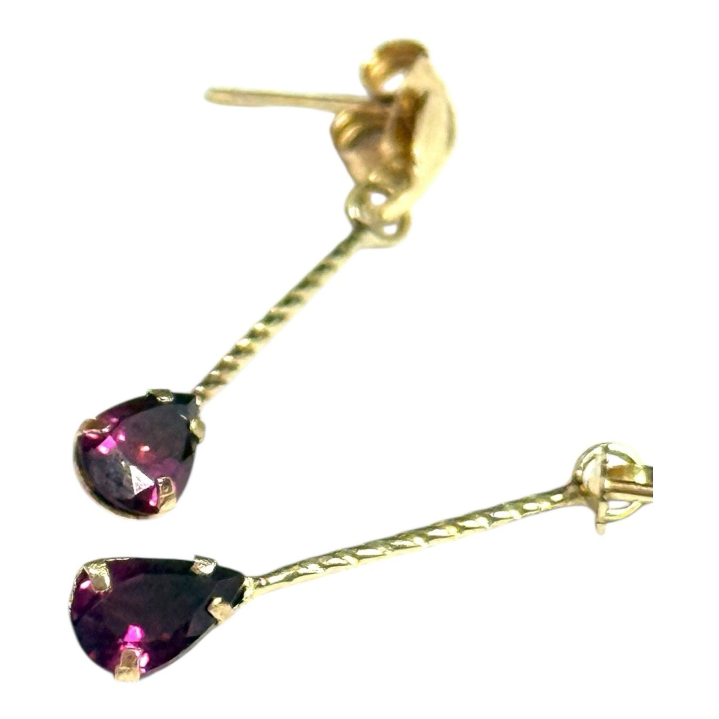 Eye-catching Rhodolite Garnet Gold Drop Earrings
