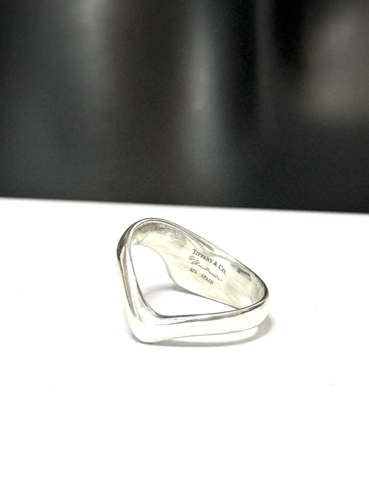 Tiffany & Co. Elsa Peretti Curve Open Heart Ring Size G Sterling Silver 925