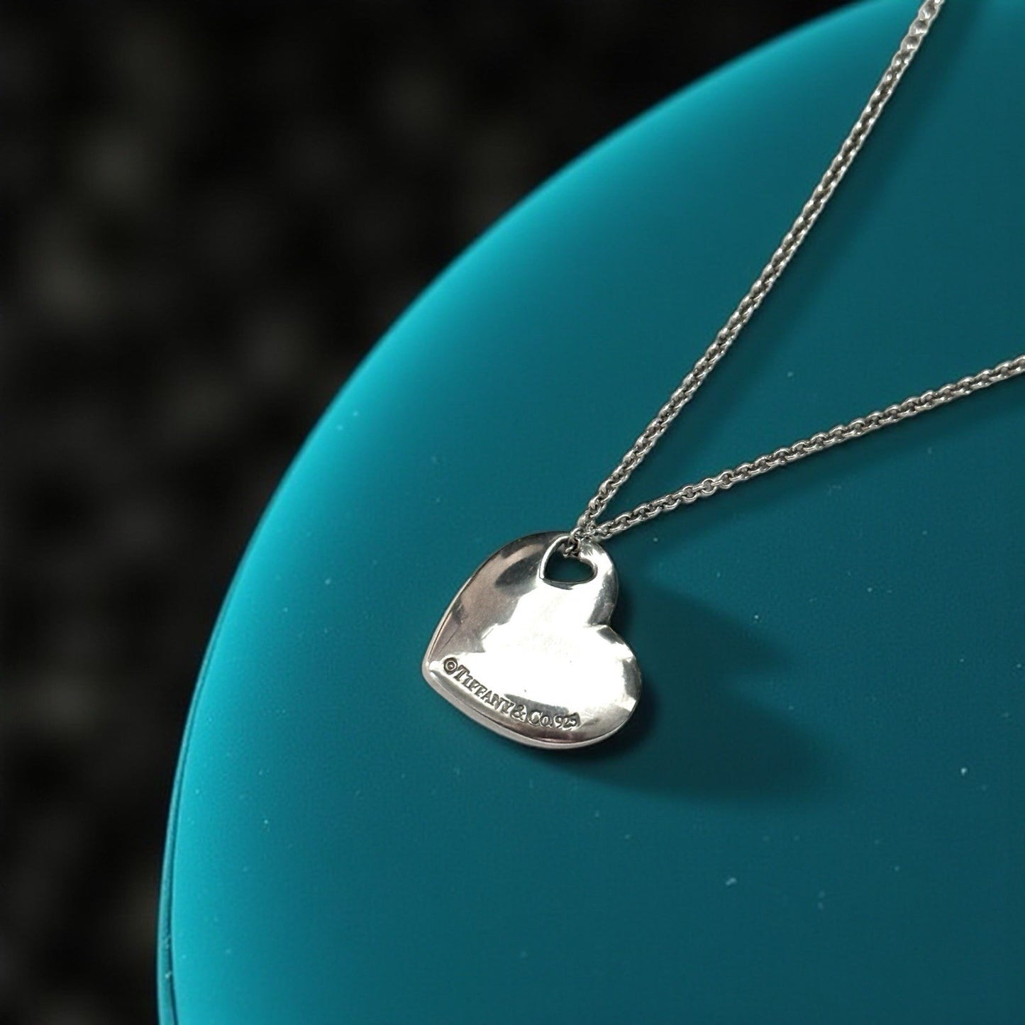 Tiffany & Co. Large Double Heart Stencil Cut out Pendant 16" Necklace 925