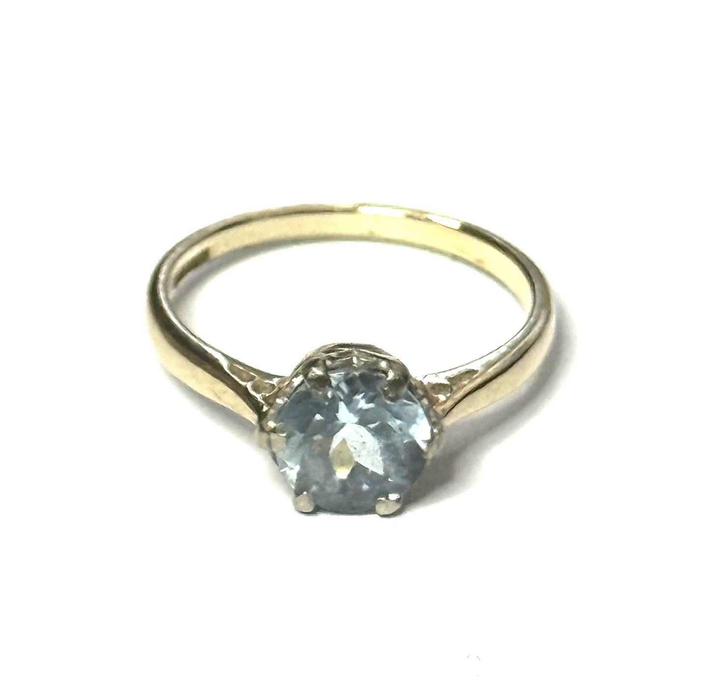 1.67ct Vintage Blue Topaz Solitaire 14k Gold Ring
