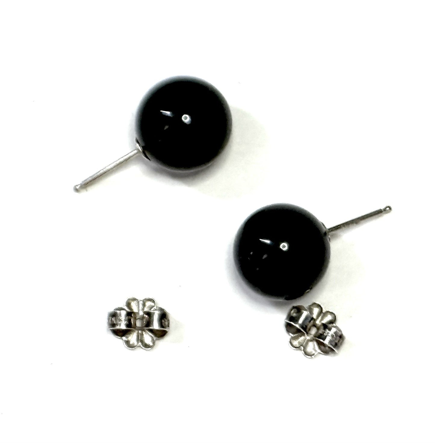 Rare Tiffany & Co Authentic Black Onyx Globe Earrings Silver 925