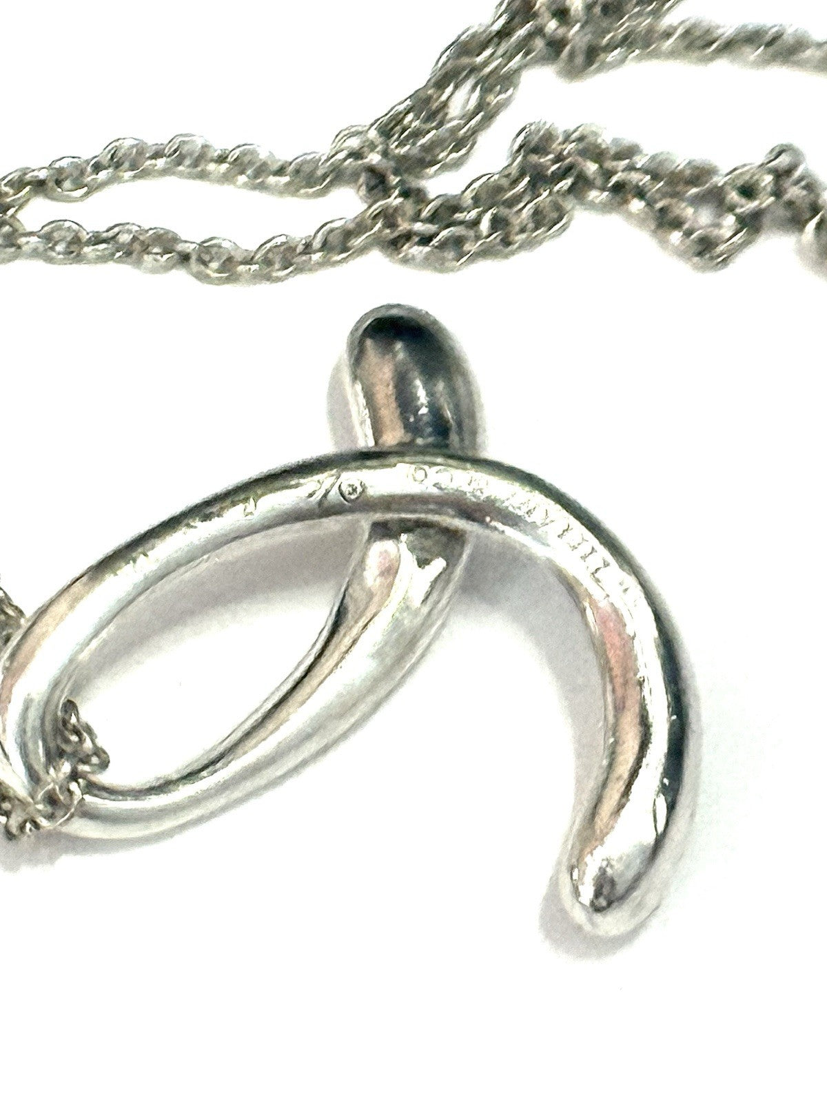 Tiffany & Co. Initial Letter 'e' Necklace 30" Elsa Peretti Silver 925