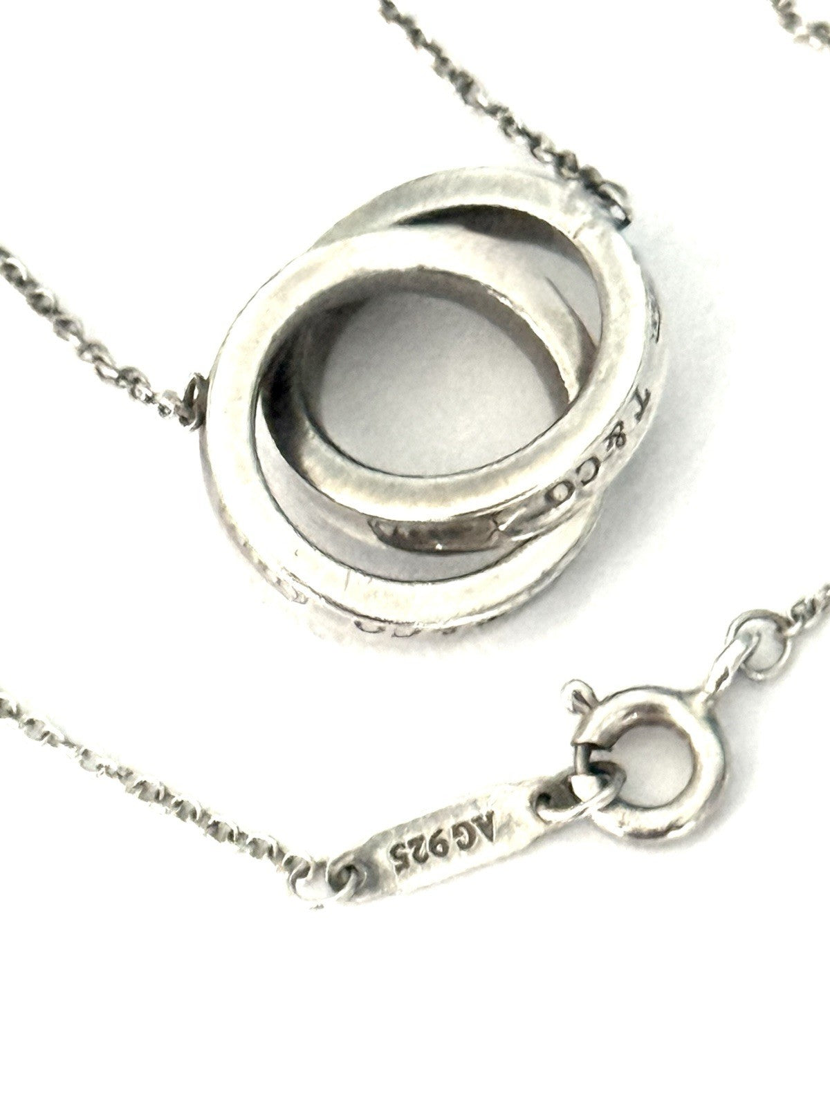 Authentic TIFFANY & Co 1837 Interlocking Circles Necklace Silver 925