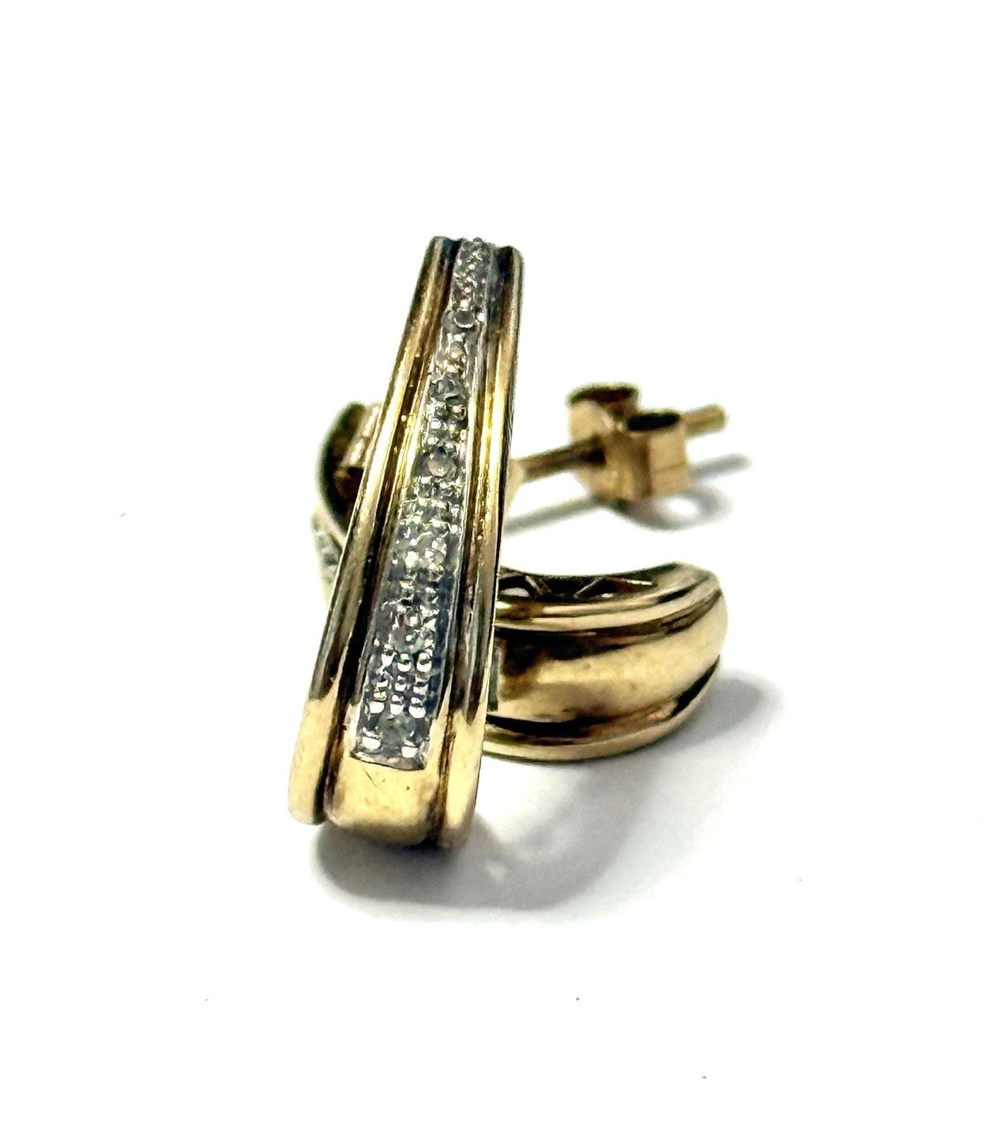 Luscious Half Hoop Diamond Gold Earrings