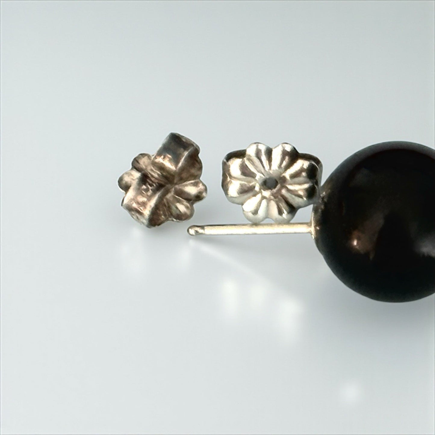 Rare Tiffany & Co Authentic Black Onyx Globe Earrings Silver 925