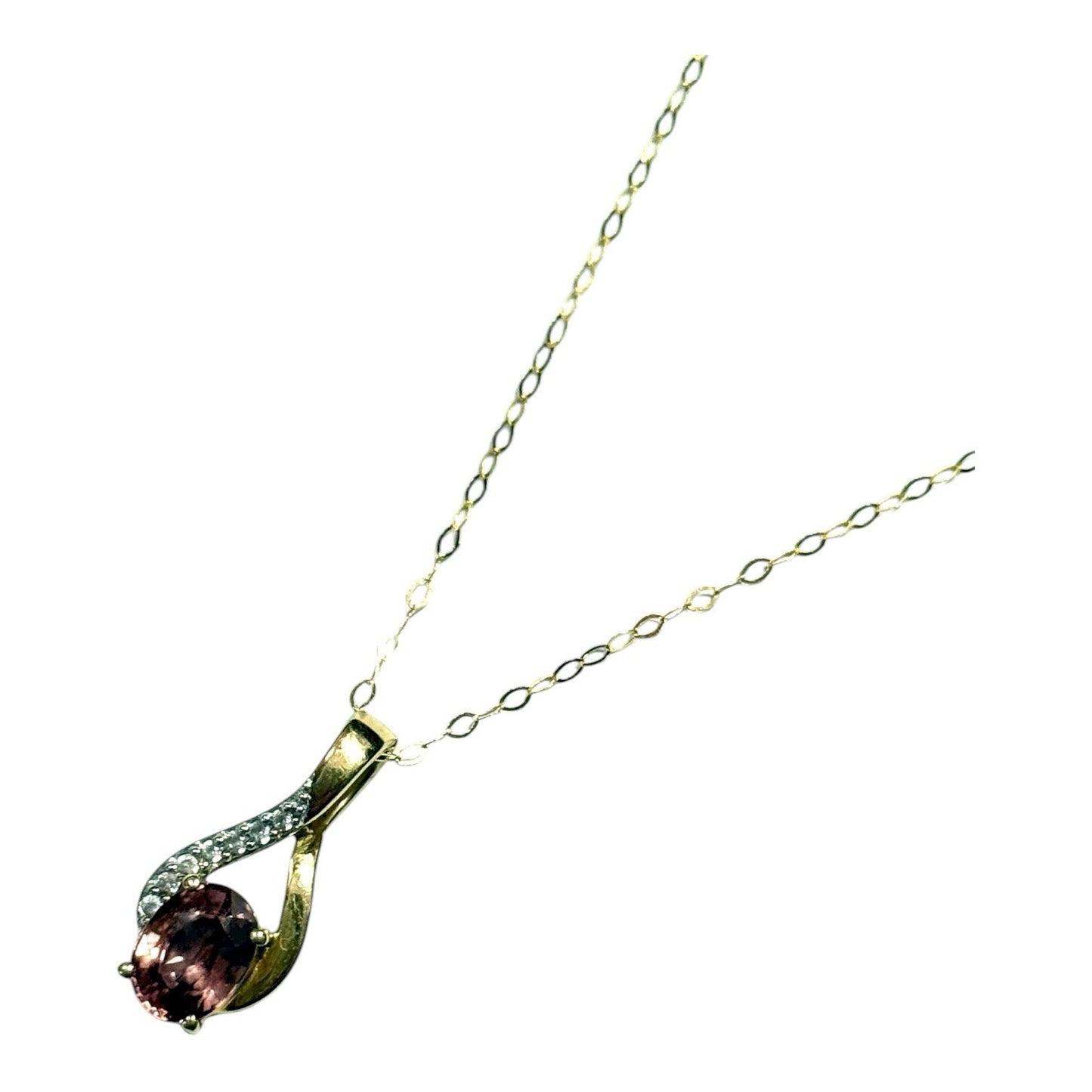Pink & White Spinel Pendant & Chain 9ct Gold