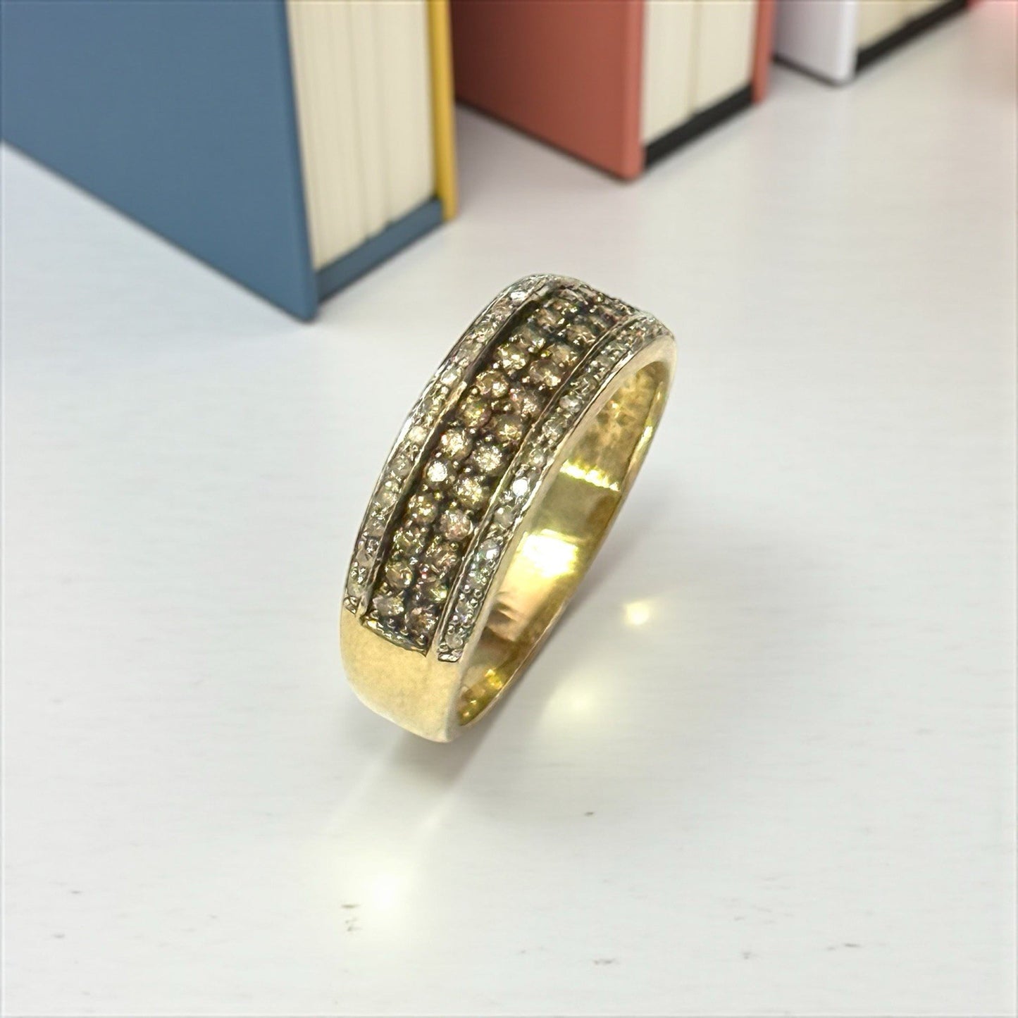 1 Carat Plus Champagne & White Multi Diamond Gold Ring