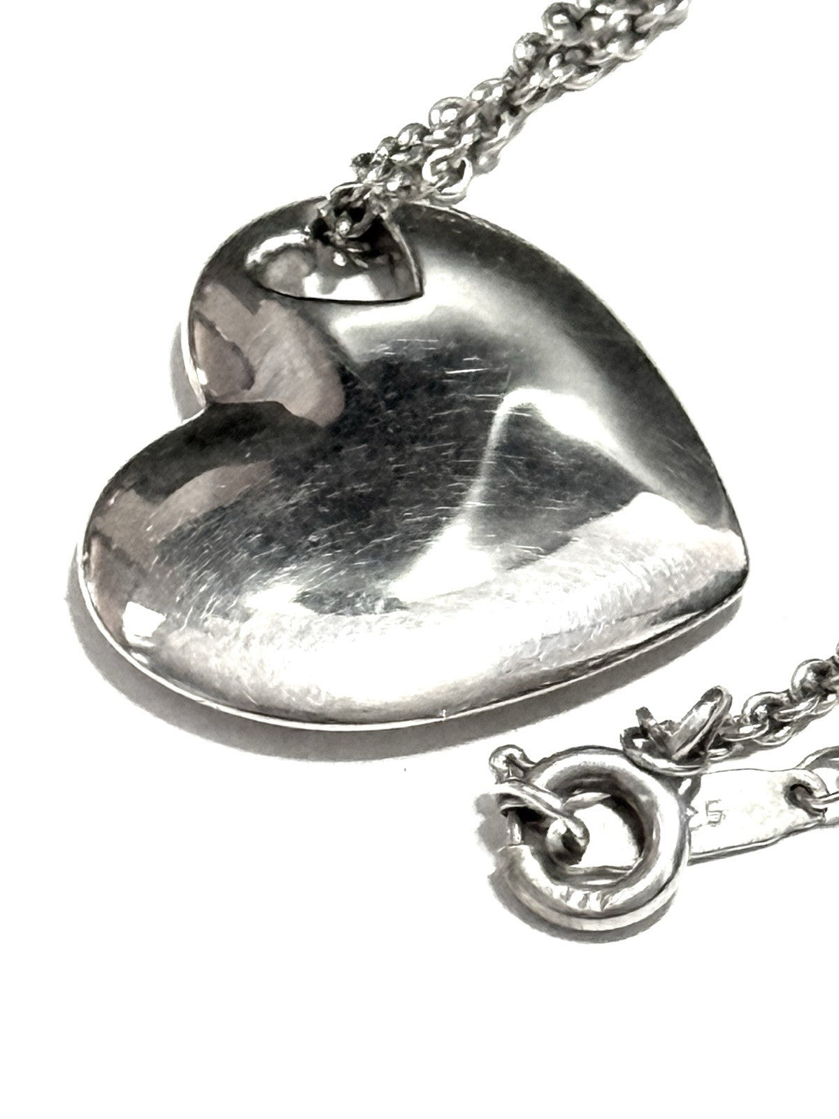 Tiffany & Co. Large Double Heart Stencil Cut out Pendant 16" Necklace 925