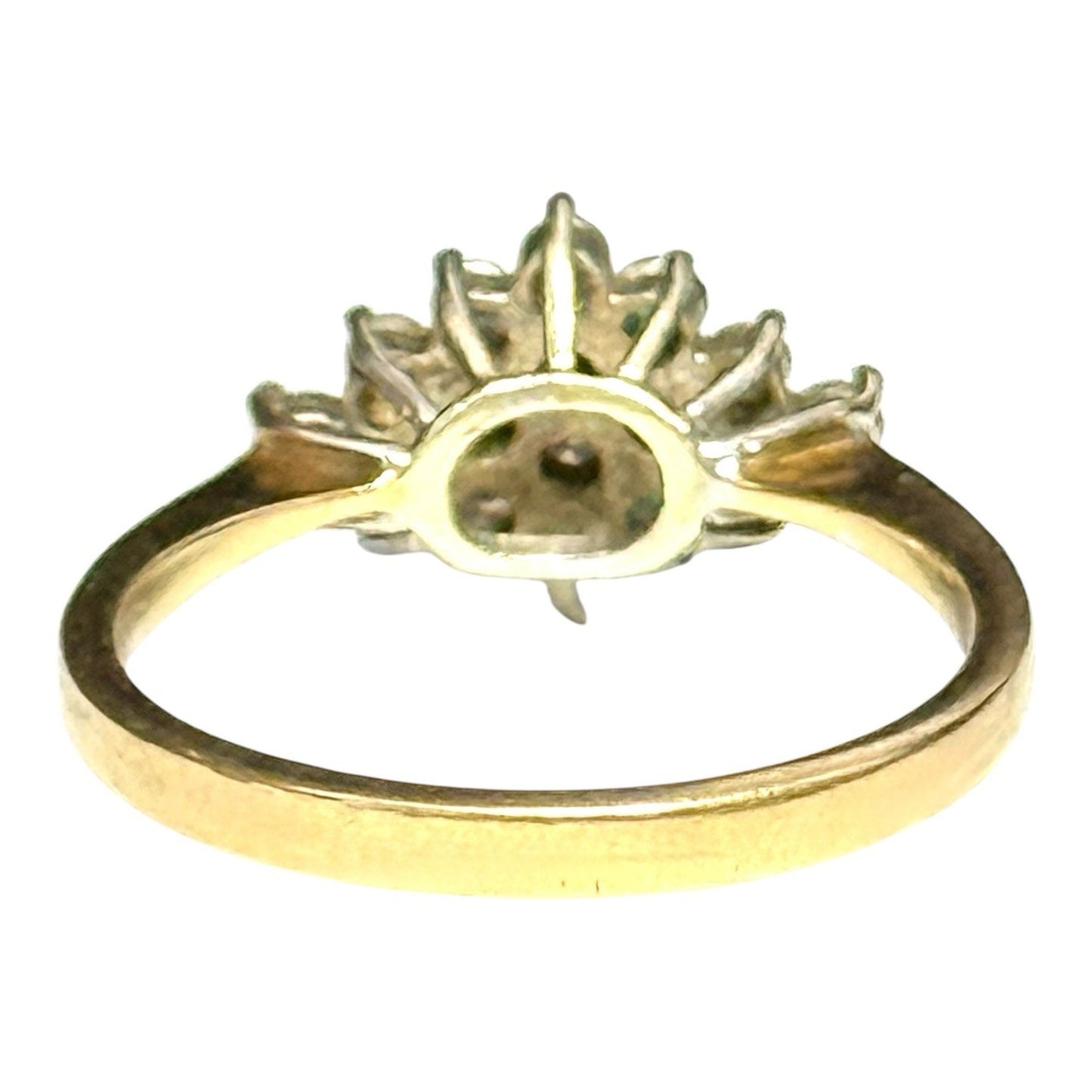 Vintage Diagonally Set Emerald & Diamond Gold Ring