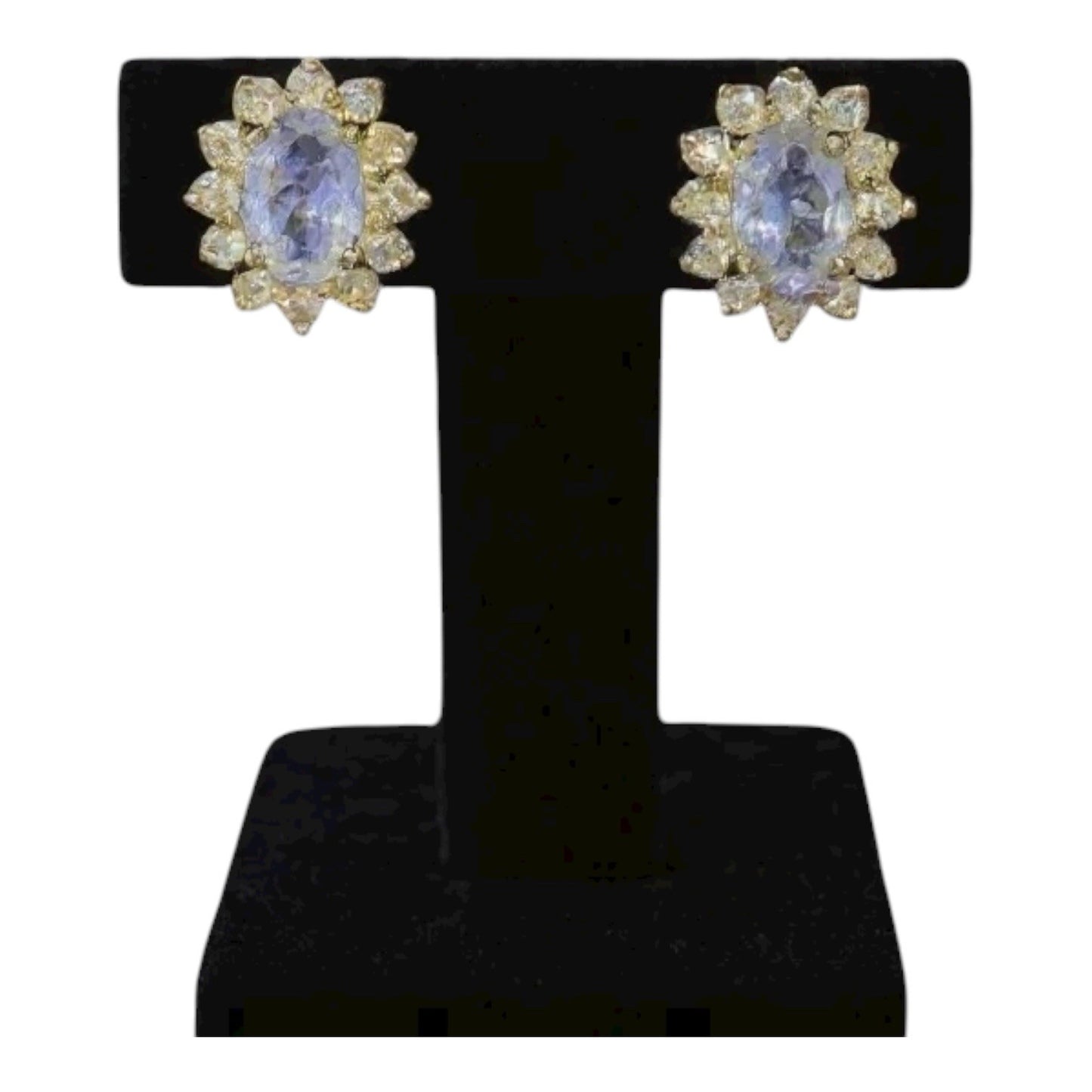 Stunning Tanzanite & Diamond Halo 18ct Gold Earrings