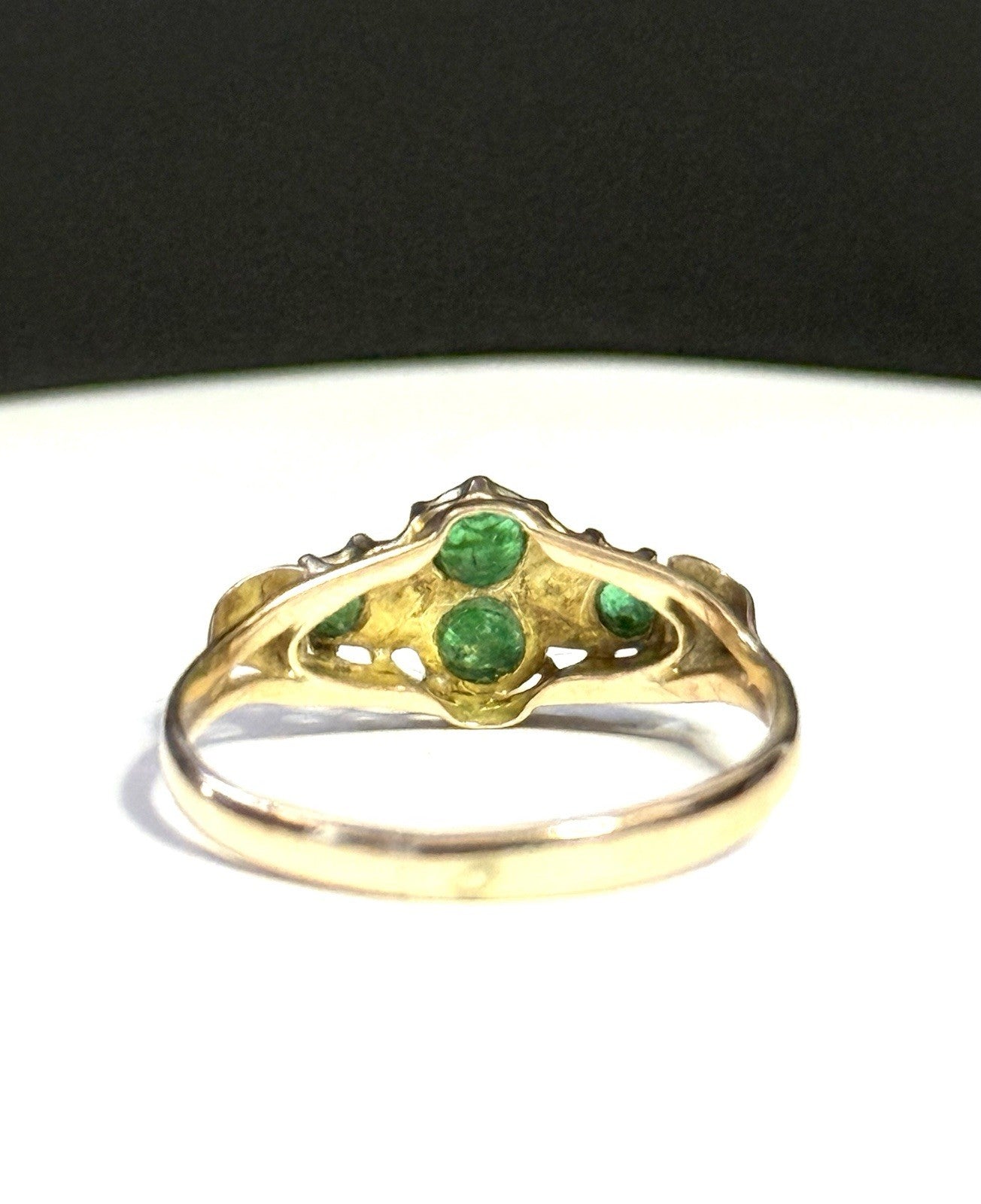 Marvelous Victorian 1903 Emeralds & Split Pearl Ring