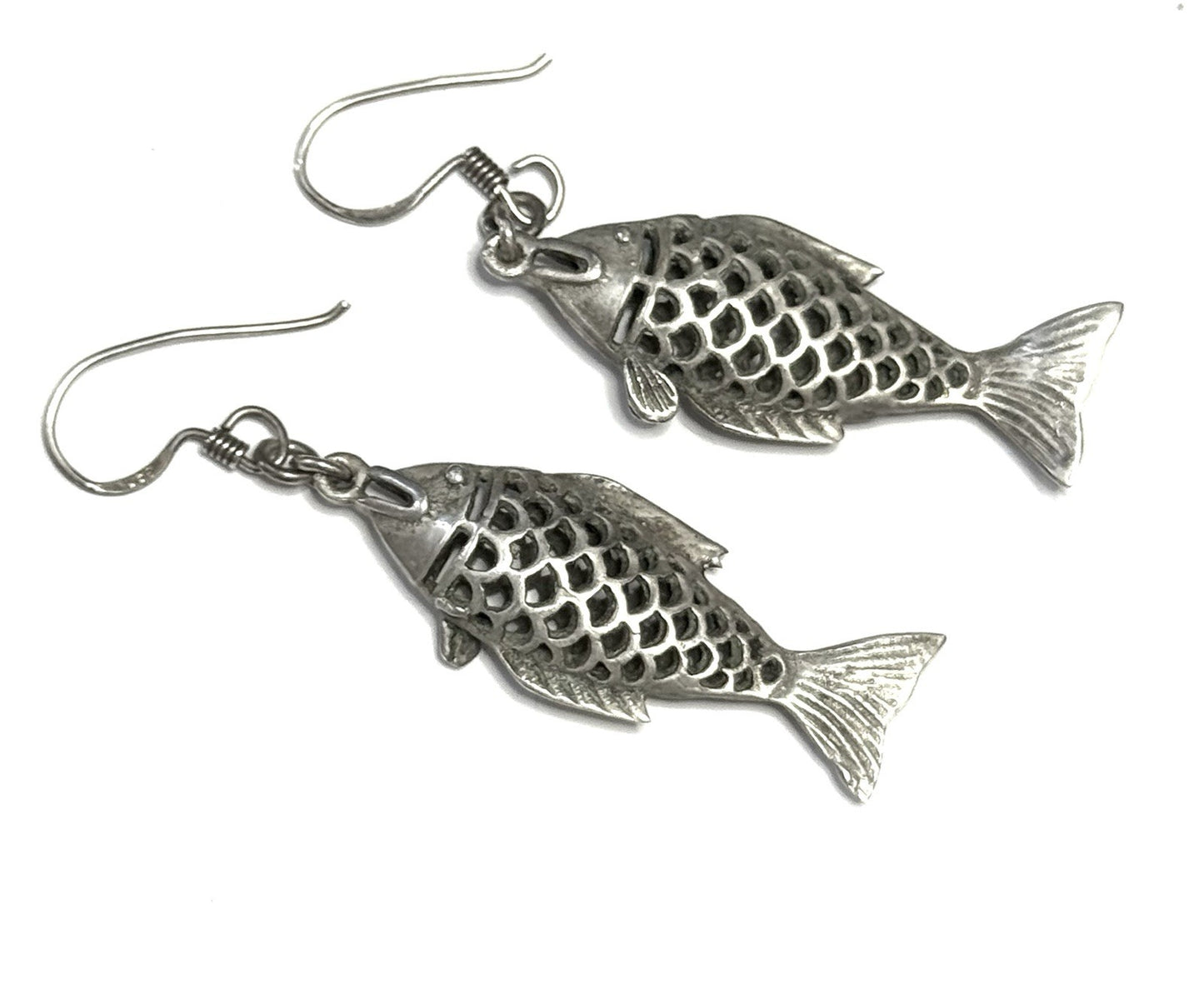 Fabulous Unique Fish Earrings Silver 925