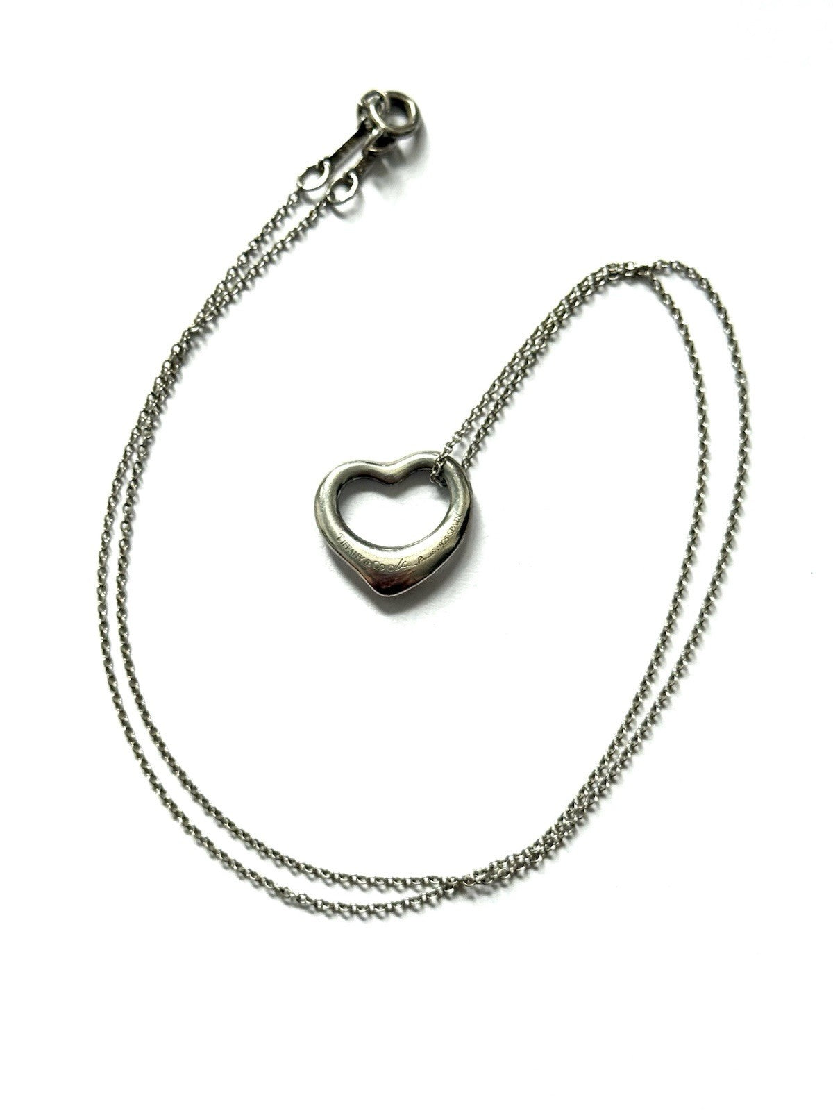 Tiffany & Co. Elsa Peretti Open Heart Pendant Necklace Sterling Silver 925