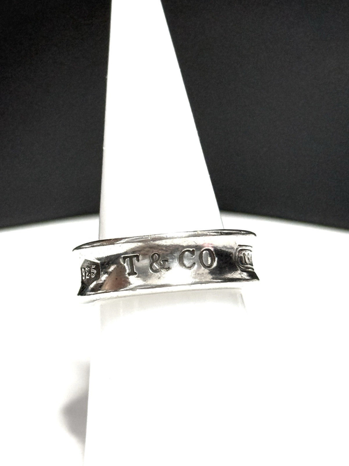 Authentic Tiffany & Co 1837 Ring in Sterling Silver Concave Size M 1/2