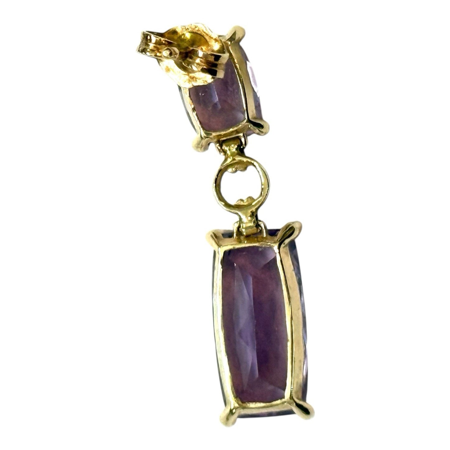 Beautiful Amethyst Articulated Gold Drop Earrings
