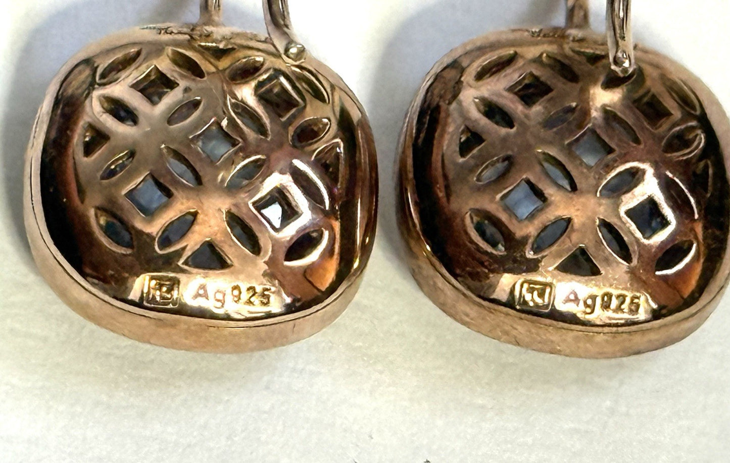 Thomas Sabo 18ct Rose Gold Plated Halo Earrings with Blue Square Stones