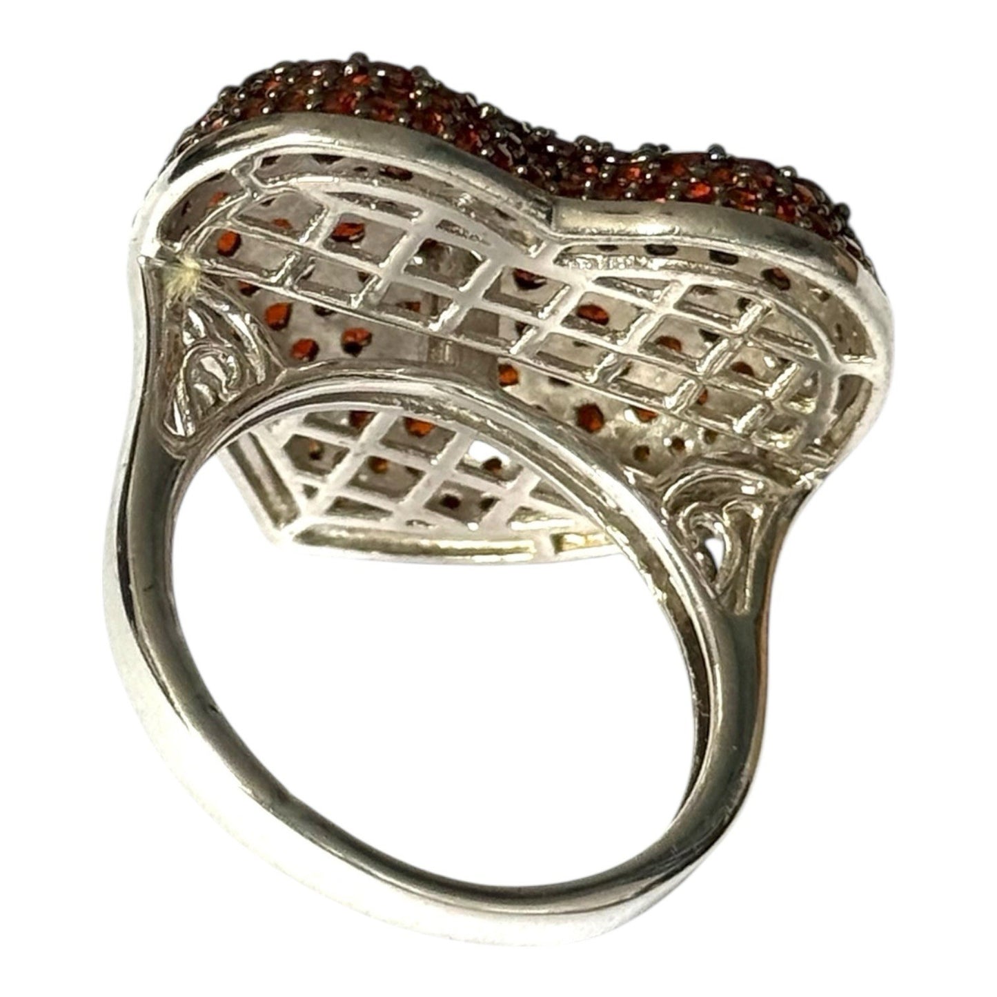 Glitzy Garnet Heart TGGC Silver Ring Size S