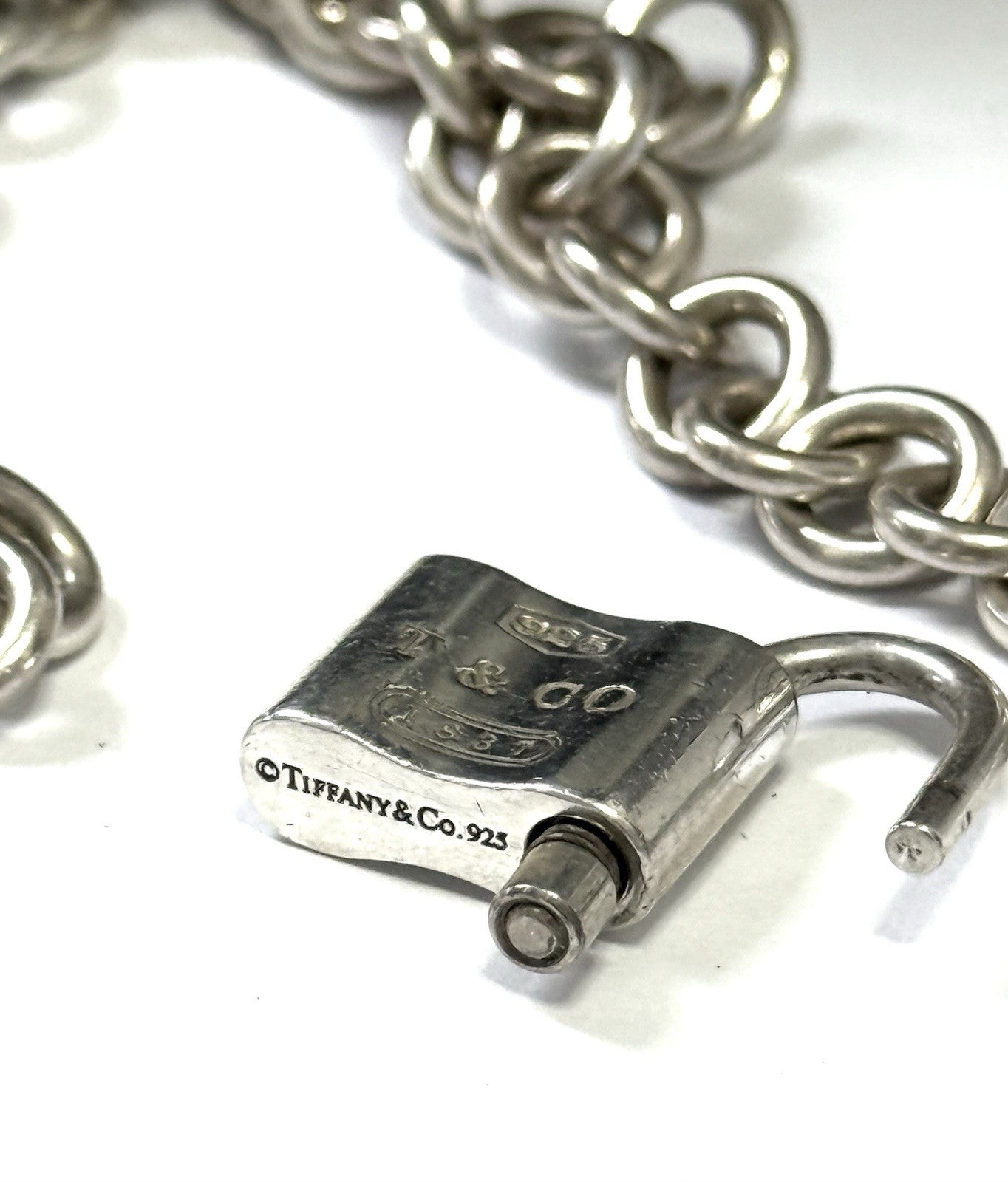 Rare Tiffany & Co Authentic Lock Silver 925 Bracelet 7" Return To Tiffany 1837