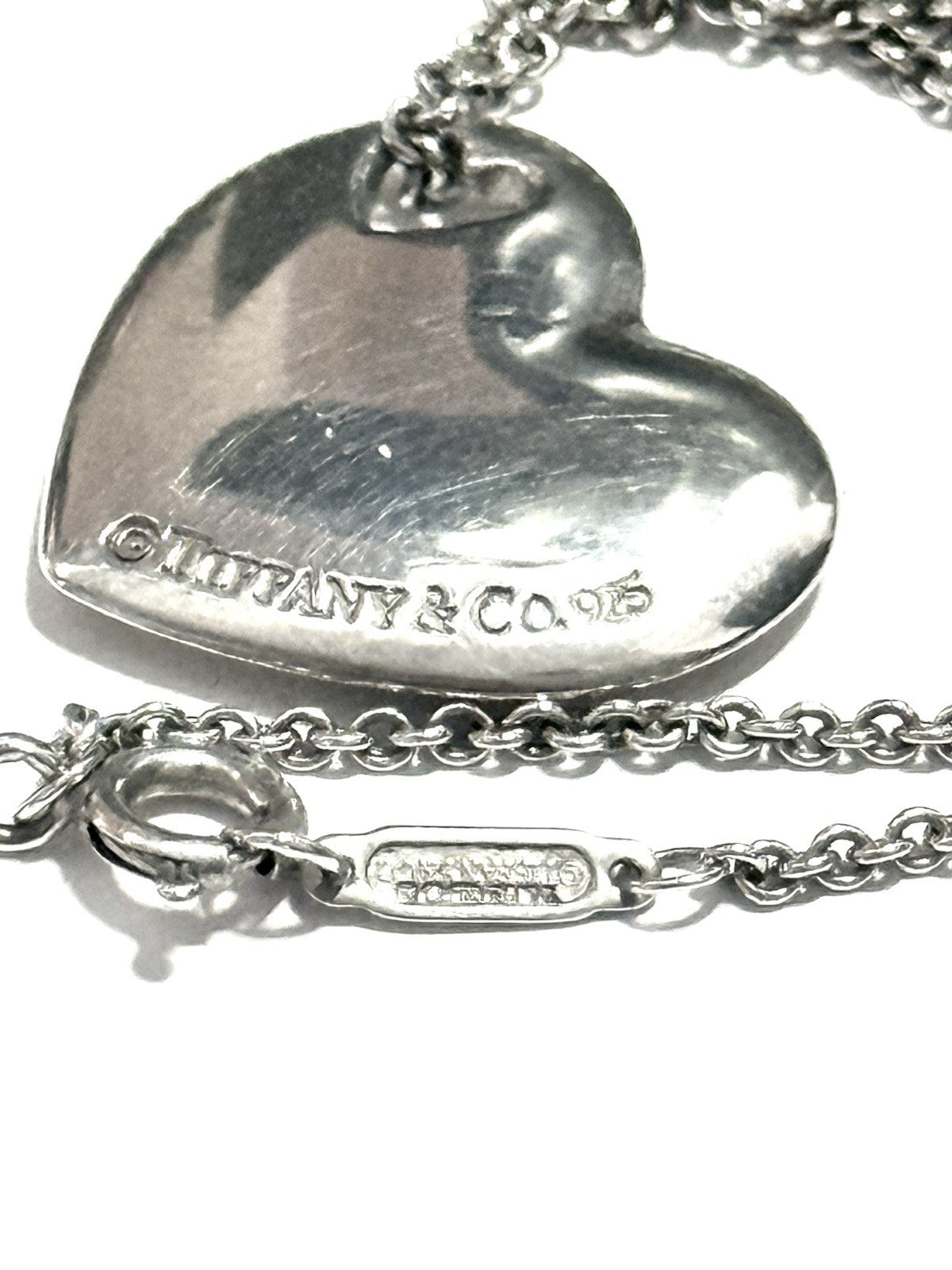 Tiffany & Co. Large Double Heart Stencil Cut out Pendant 16" Necklace 925