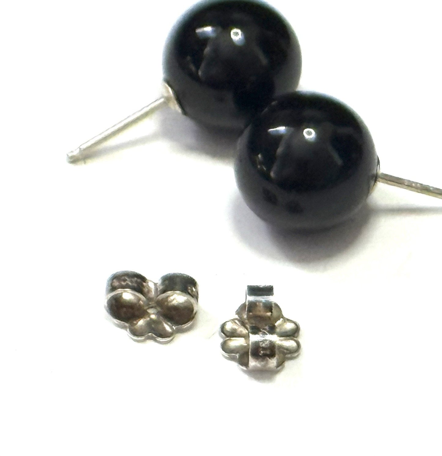 Rare Tiffany & Co Authentic Black Onyx Globe Earrings Silver 925