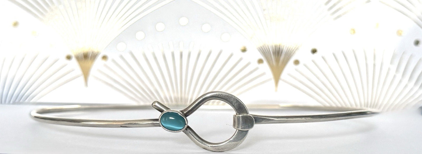 Blue Stone Silver Torque Necklace